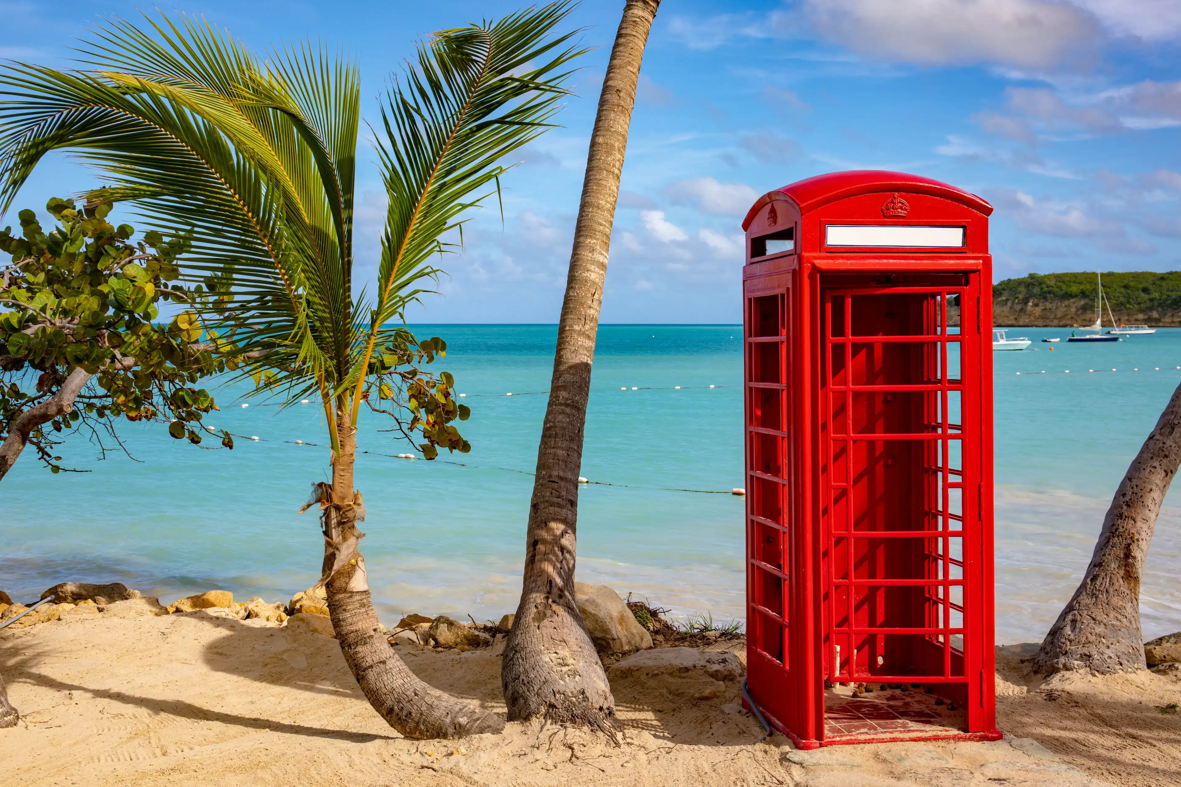 Telephone booth on the beach in Antigua, Antigua & Barbuda Telephone booth on the beach in Antigua, Antigua & Barbuda