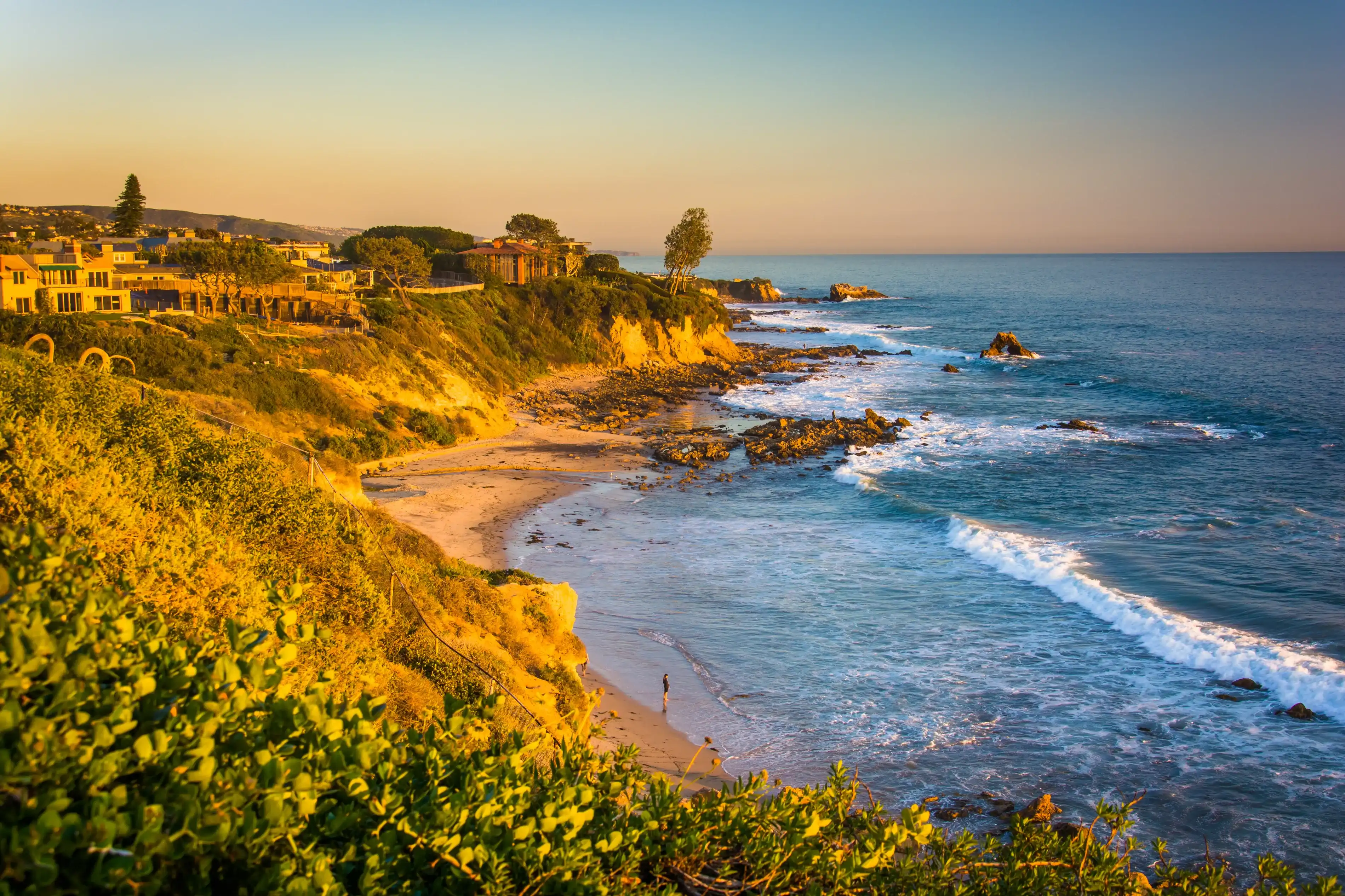View of cliffs along the Pacific Ocean, from Corona del Mar, California. View of cliffs along the Pacific Ocean, from Corona del Mar, California.
