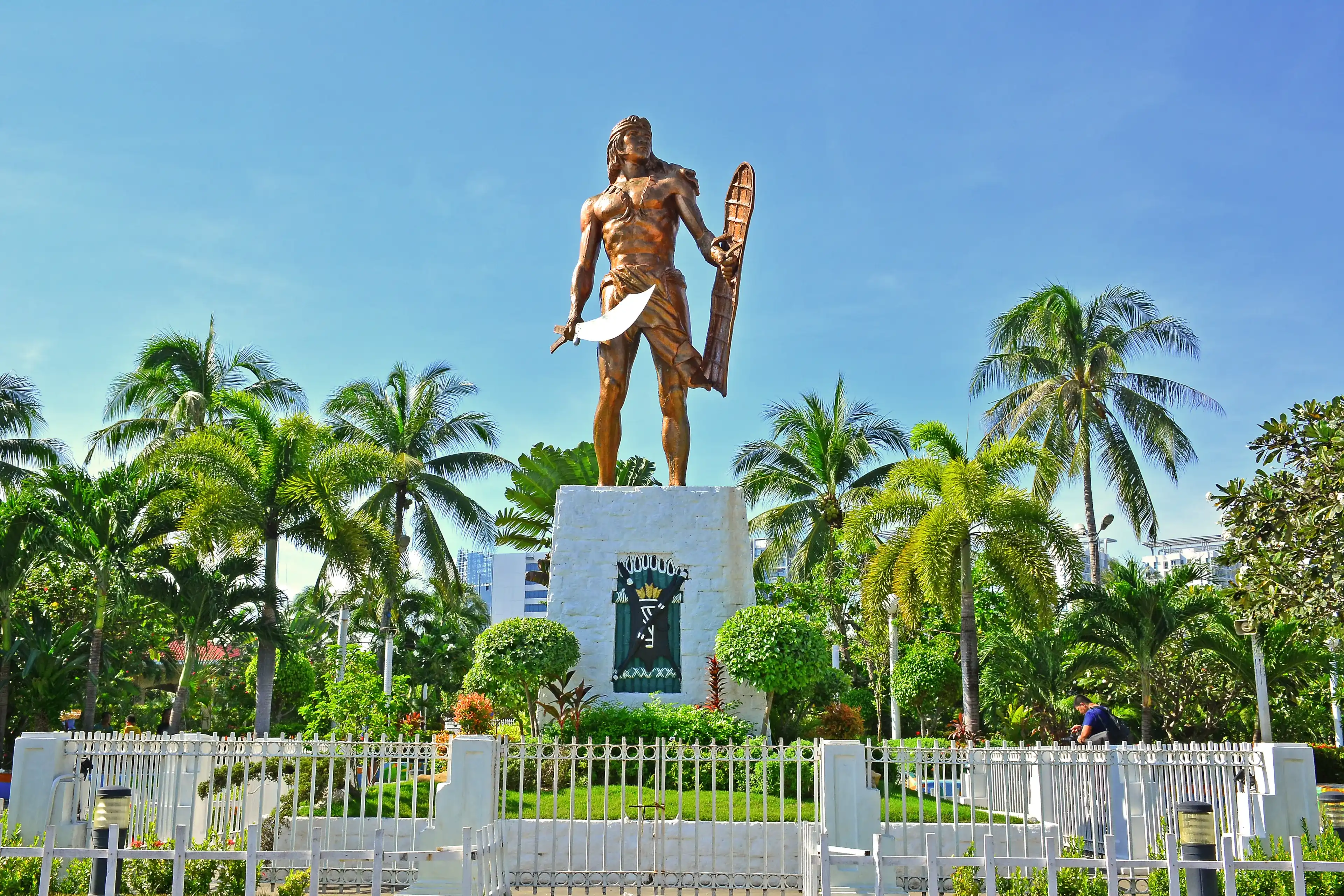 CEBU, PH - OCT. 8: Lapu Lapu Shrine on October 8, 2016 in Mactan Island, Cebu, Philippines. The Lapu Lapu shrine is a 20 meter bronze memorial statue erected on Mactan Island, Cebu, Philippines. CEBU, PH - OCT. 8: Lapu Lapu Shrine on October 8, 2016 in Mactan Island, Cebu, Philippines. The Lapu Lapu shrine is a 20 meter bronze memorial statue erected on Mactan Island, Cebu, Philippines.