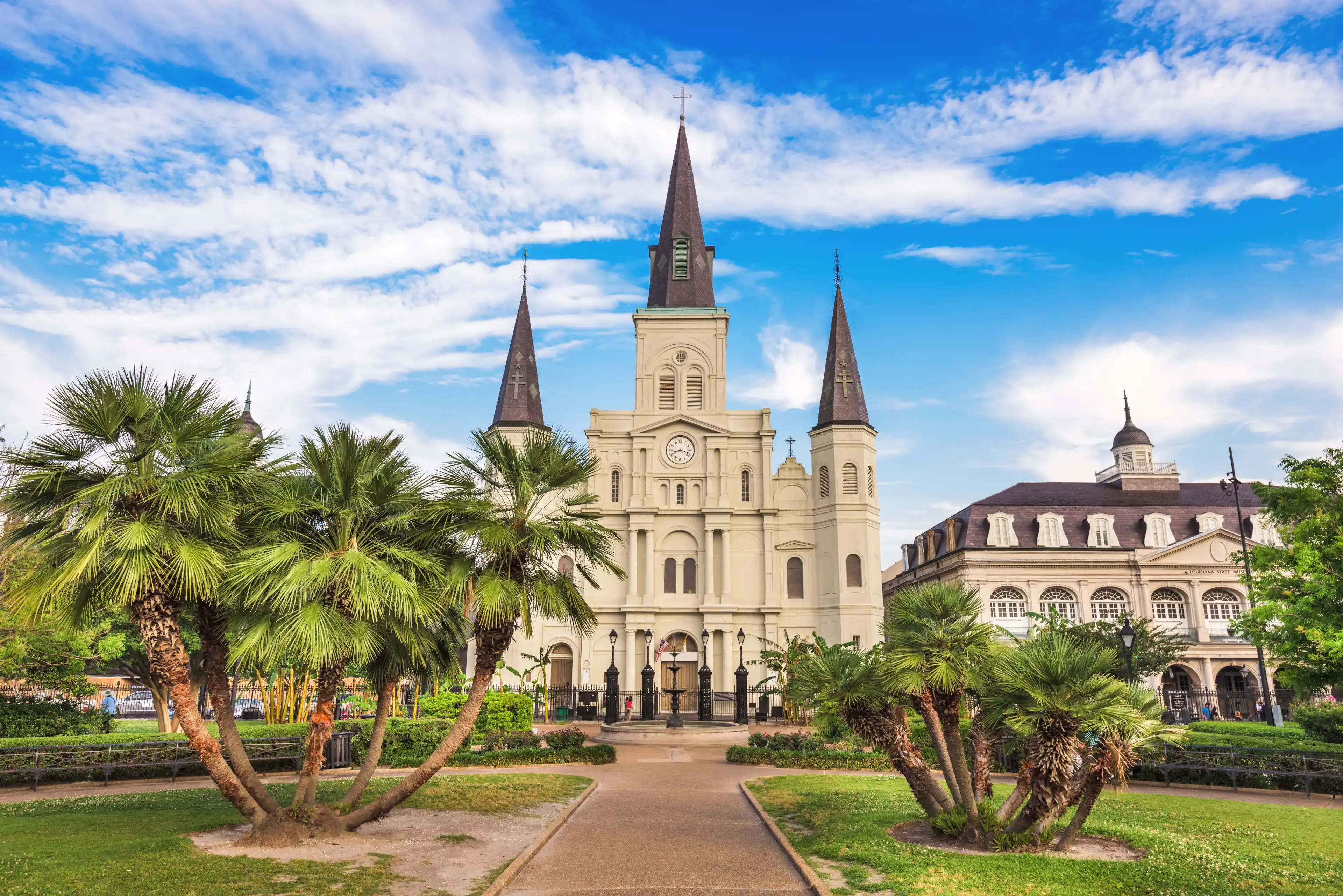 New Orleans, Louisiana, USA at Jackson Square and St. Louis Cathedral. New Orleans, Louisiana, USA at Jackson Square and St. Louis Cathedral.