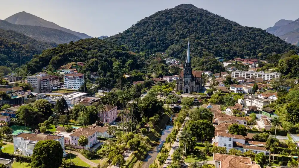 Panoramic view of Sao Pedro de Alcantara Cathedral in Petropolis, Rio de Janeiro, Brazil. Panoramic view of Sao Pedro de Alcantara Cathedral in Petropolis, Rio de Janeiro, Brazil.