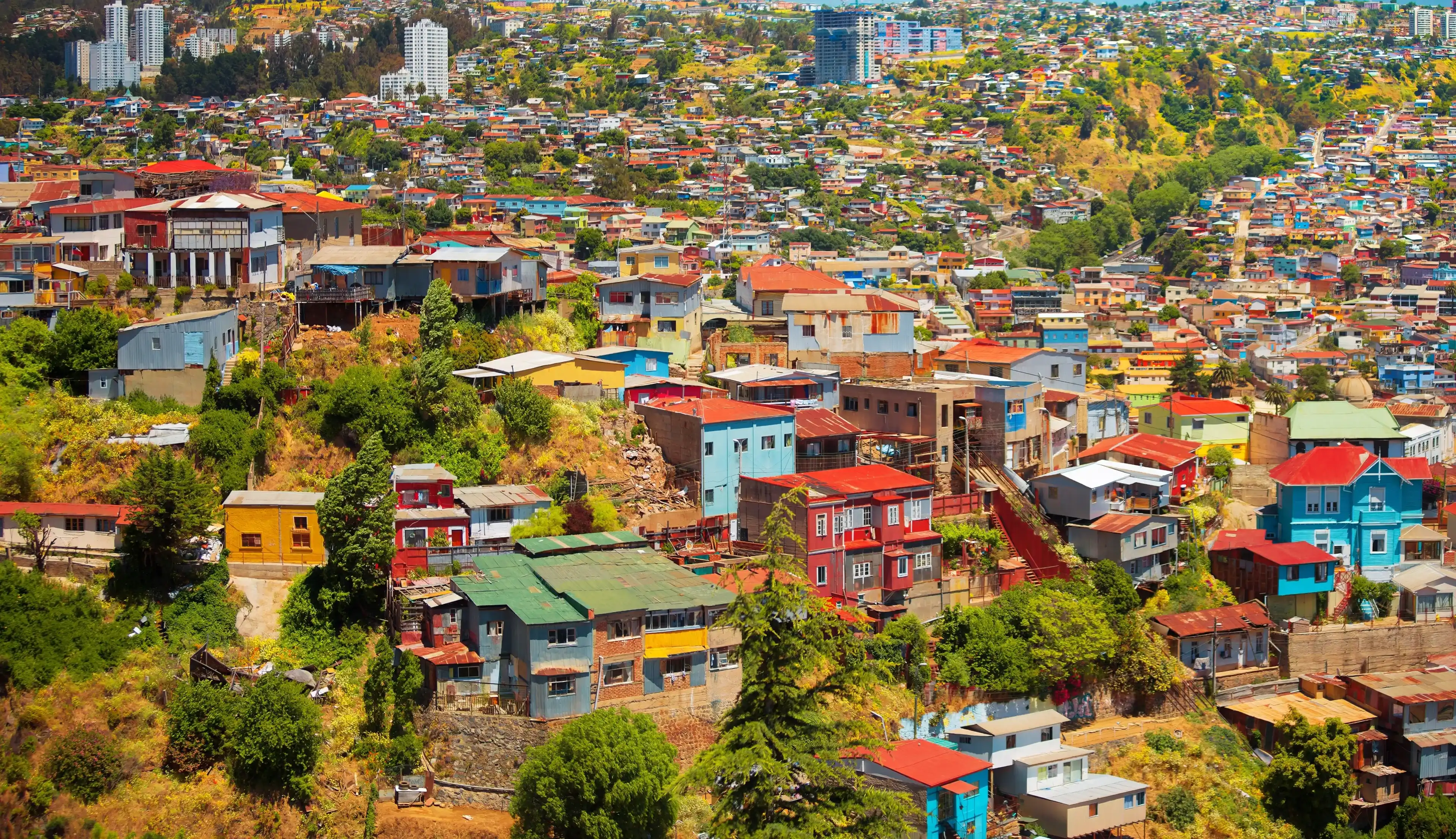 colorful houses in the city of Valparaiso. Chile colorful houses in the city of Valparaiso. Chile
