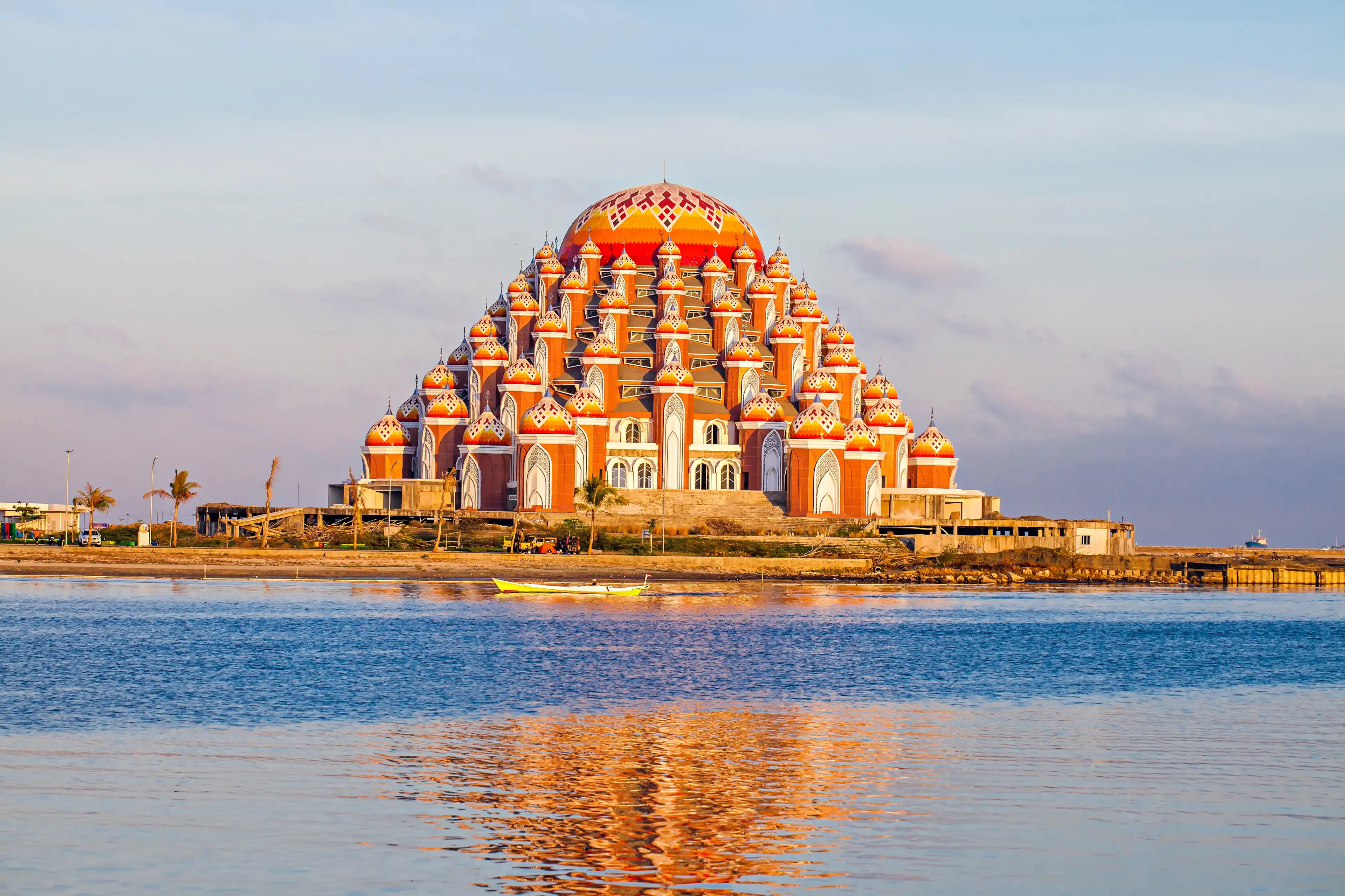Masjid 99 Kubah (99 Domes Mosque), a beautiful Mosque with unique architecture, located in famous destination, Losari Beach, Makassar, South Sulawesi, Indonesia. A new Landmark of Makassar City, Masjid 99 Kubah (99 Domes Mosque), a beautiful Mosque with unique architecture, located in famous destination, Losari Beach, Makassar, South Sulawesi, Indonesia. A new Landmark of Makassar City,