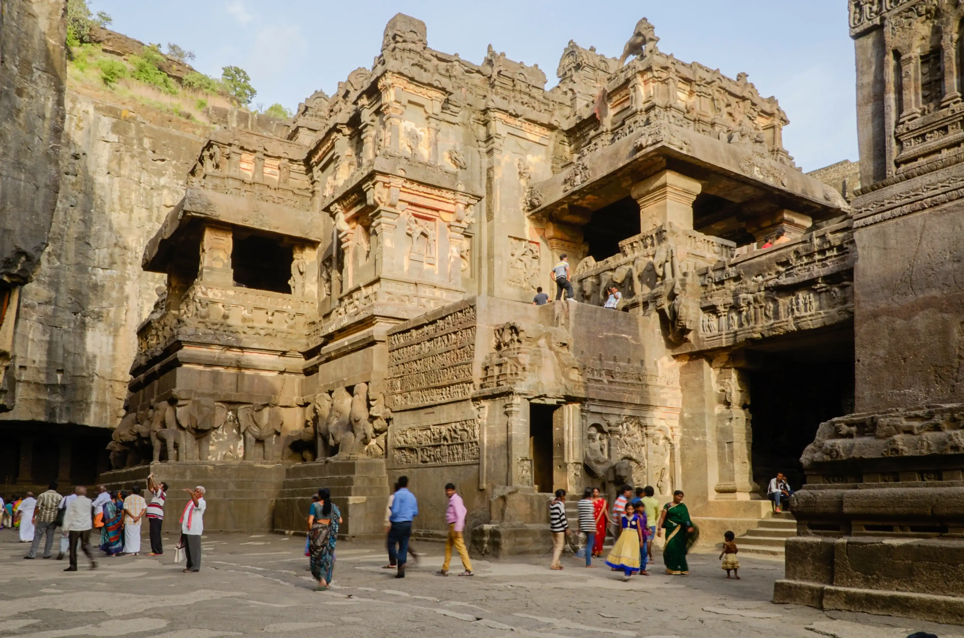 July 17, 2015. Chatrapati Sambhaji Nagar, Maharashtra, India. Kailas temple in Ellora caves complex July 17, 2015. Chatrapati Sambhaji Nagar, Maharashtra, India. Kailas temple in Ellora caves complex