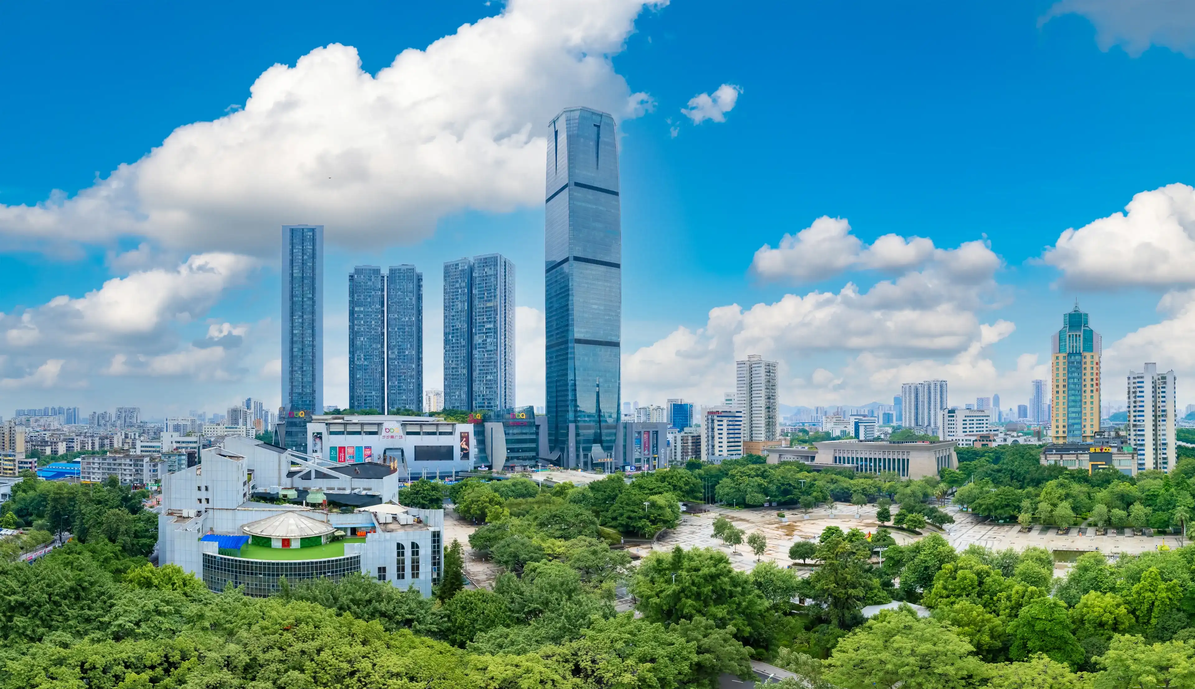 April 30, 2022: Urban environment of people's Square in Liuzhou, Guangxi, China April 30, 2022: Urban environment of people's Square in Liuzhou, Guangxi, China