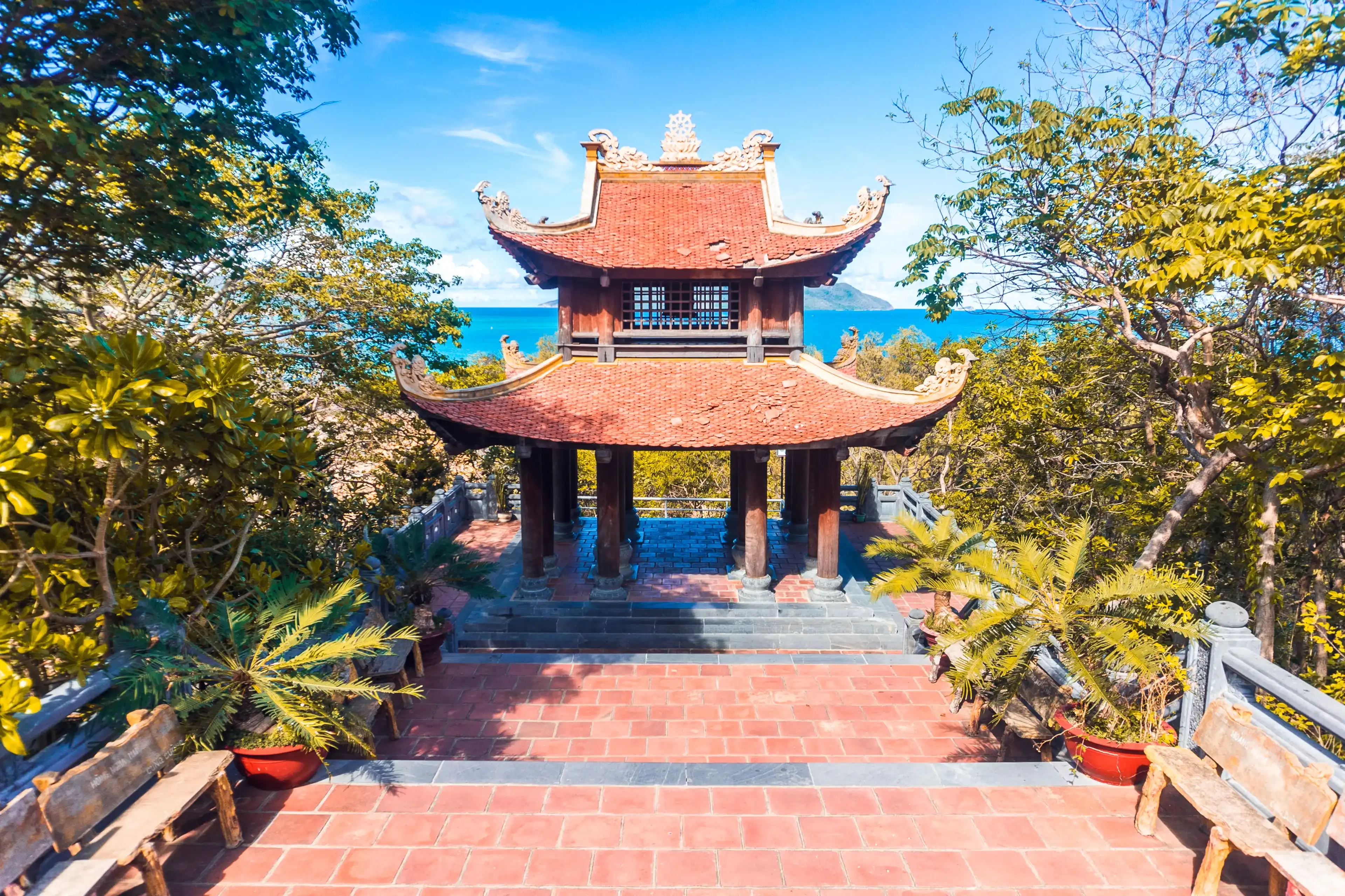 Con Dao island, Vietnam - May 25 2020: Van Son Pagoda of Con Dao island in Vietnam Con Dao island, Vietnam - May 25 2020: Van Son Pagoda of Con Dao island in Vietnam