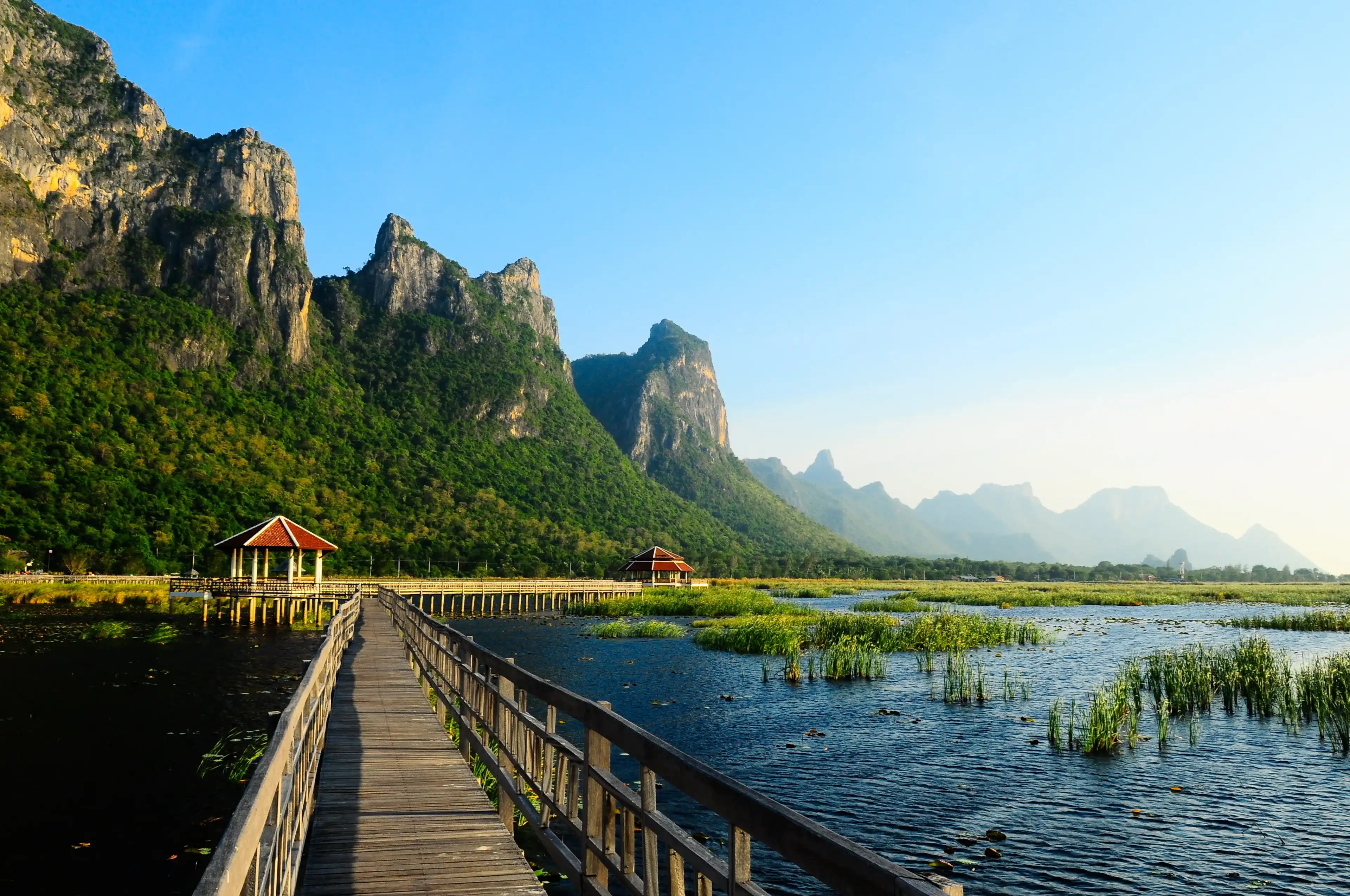 Bridge on the lake in national park, Sam Roi Yod National Park, Prachuap Khiri Khan, Thailand Bridge on the lake in national park, Sam Roi Yod National Park, Prachuap Khiri Khan, Thailand