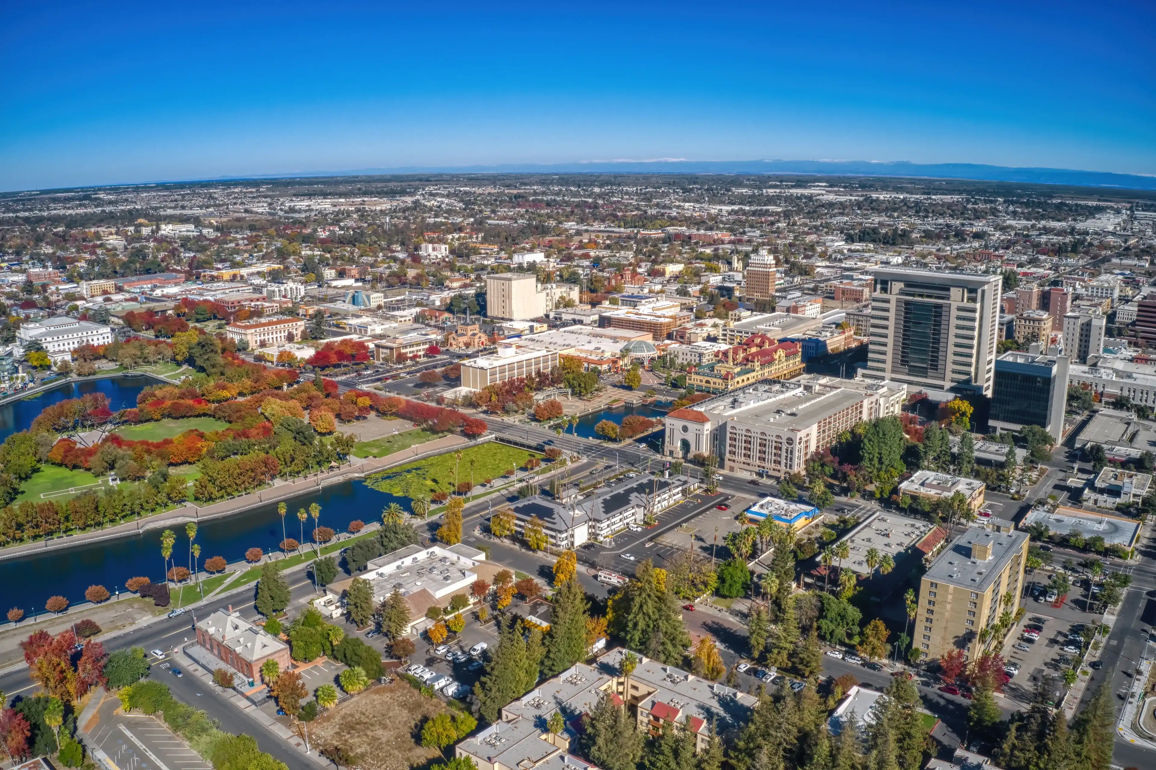 Aerial View of Stockton, California during Autumn Aerial View of Stockton, California during Autumn