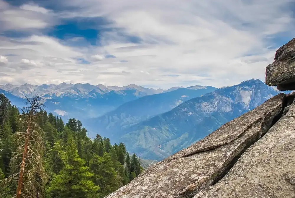 A rocky platform with a view into the distant mountains, taken in the Giant Forest of Sequoia National Park in Tulare County, California. taken in 2007 A rocky platform with a view into the distant mountains, taken in the Giant Forest of Sequoia National Park in Tulare County, California. taken in 2007