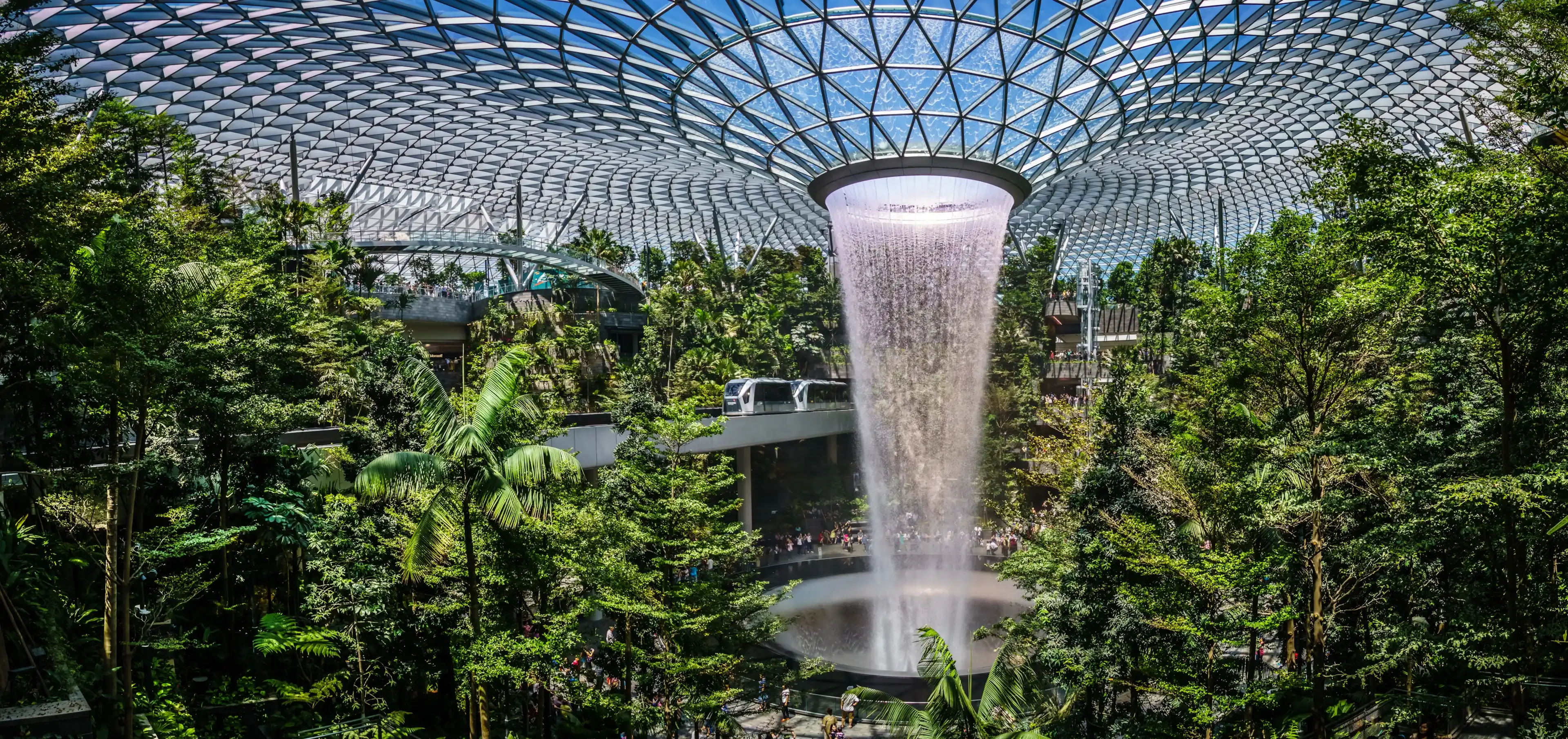 Singapore - Apr 16, 2019: Jewel Changi Airport is a mixed-use development at Changi Airport in Singapore that opened on 17 April 2019. Singapore - Apr 16, 2019: Jewel Changi Airport is a mixed-use development at Changi Airport in Singapore that opened on 17 April 2019.