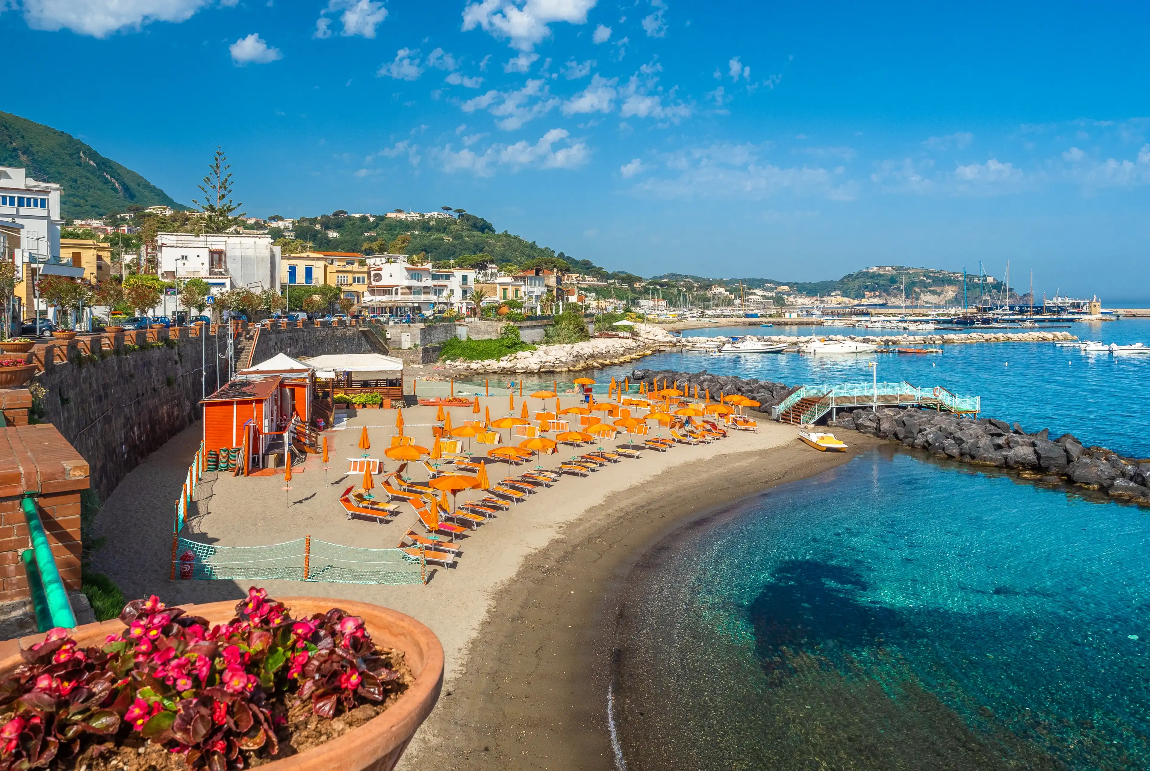 Landscape with Casamicciola beach, coast of ischia, italy Landscape with Casamicciola beach, coast of ischia, italy