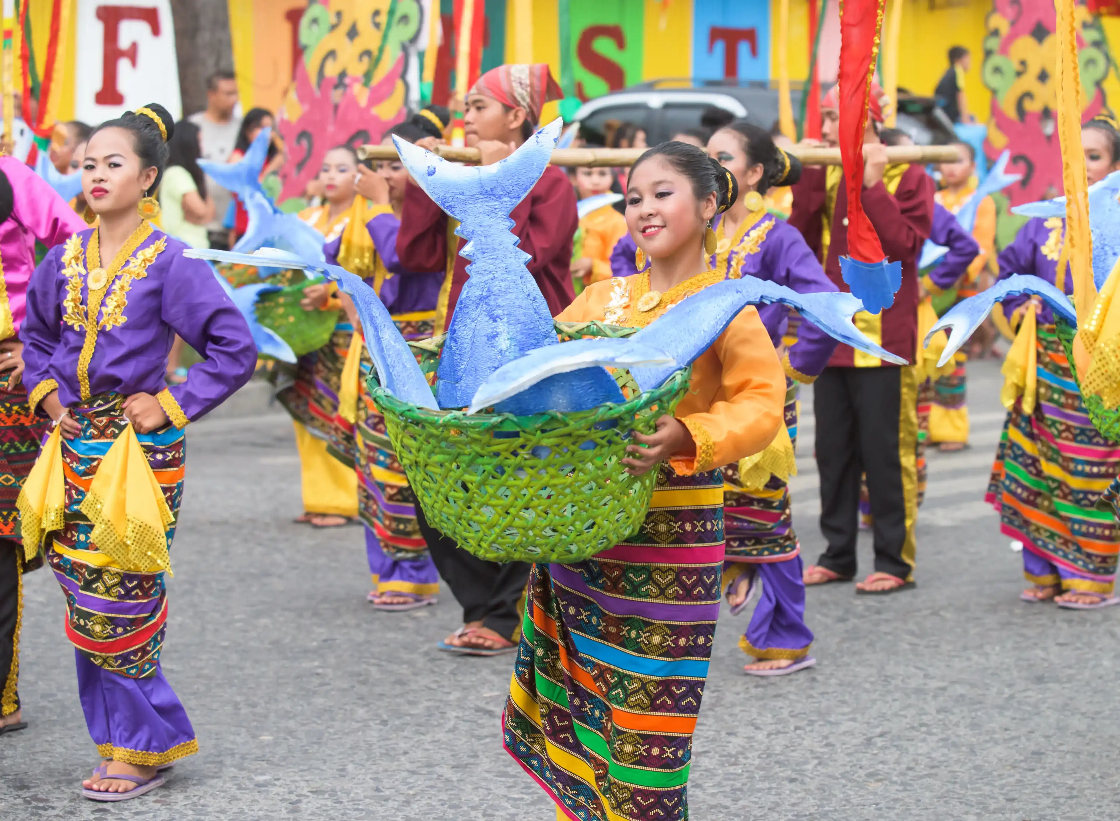 General Santos City, The Philippines - September 6, 2015: The final street parade during the 17th Annual Gensan Tuna Festival 2015. General Santos City, The Philippines - September 6, 2015: The final street parade during the 17th Annual Gensan Tuna Festival 2015.