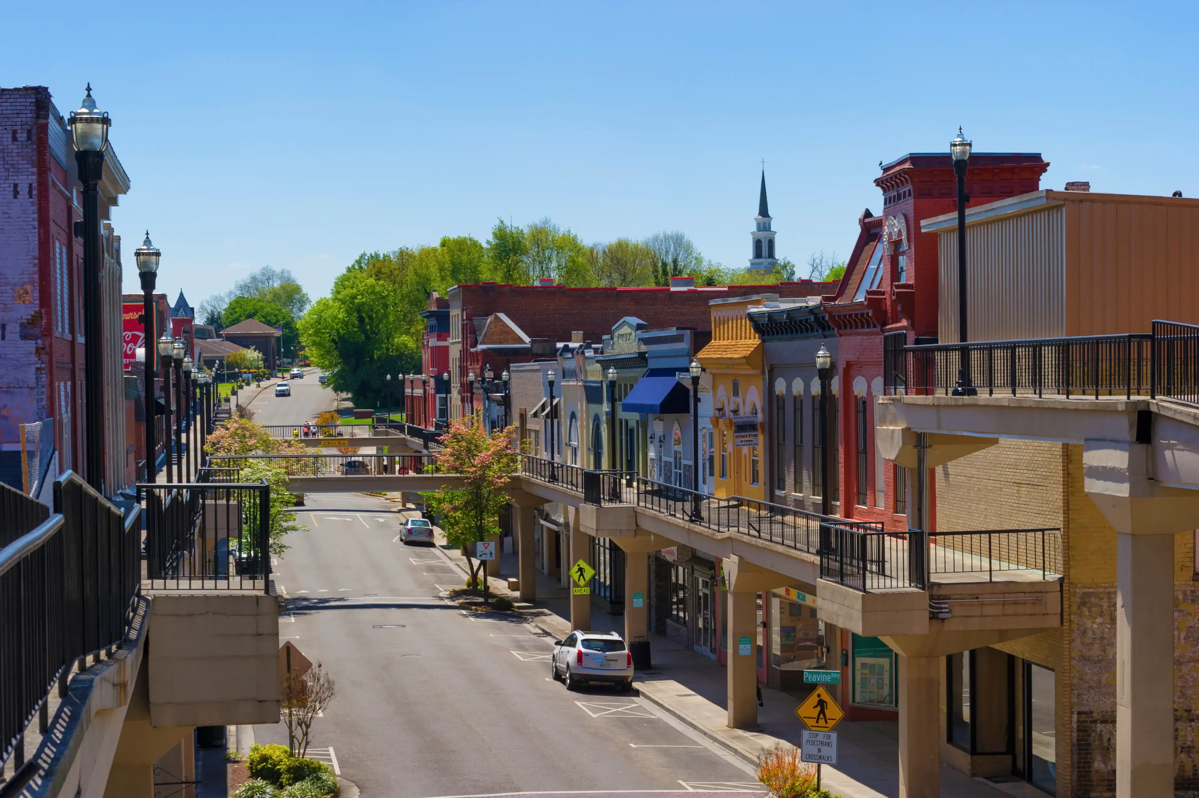 Morristown, Tennessee, USA - April 14, 2020: Morristown settled in 1787 and incorporated in 1855. It's historical district was reconstructed after a flooding in 1962. Morristown, Tennessee, USA - April 14, 2020: Morristown settled in 1787 and incorporated in 1855. It's historical district was reconstructed after a flooding in 1962.