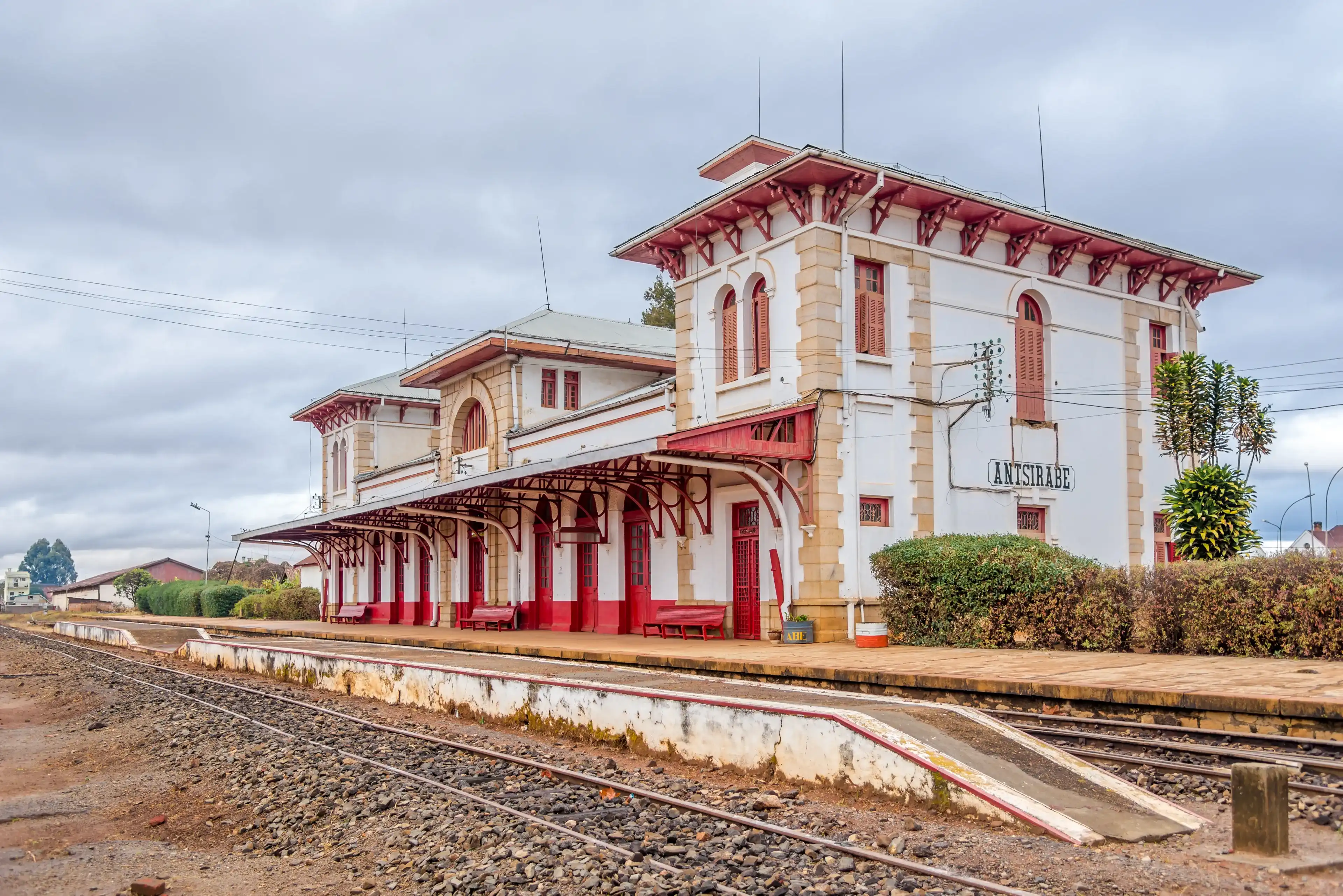 ANTSIRABE,MADAGASCAR - AUGUST 03,2015 - Train station in the Antsirabe. Antsirabe is the third largest city in Madagascar and the capital of the Vakinankaratra region. ANTSIRABE,MADAGASCAR - AUGUST 03,2015 - Train station in the Antsirabe. Antsirabe is the third largest city in Madagascar and the capital of the Vakinankaratra region.