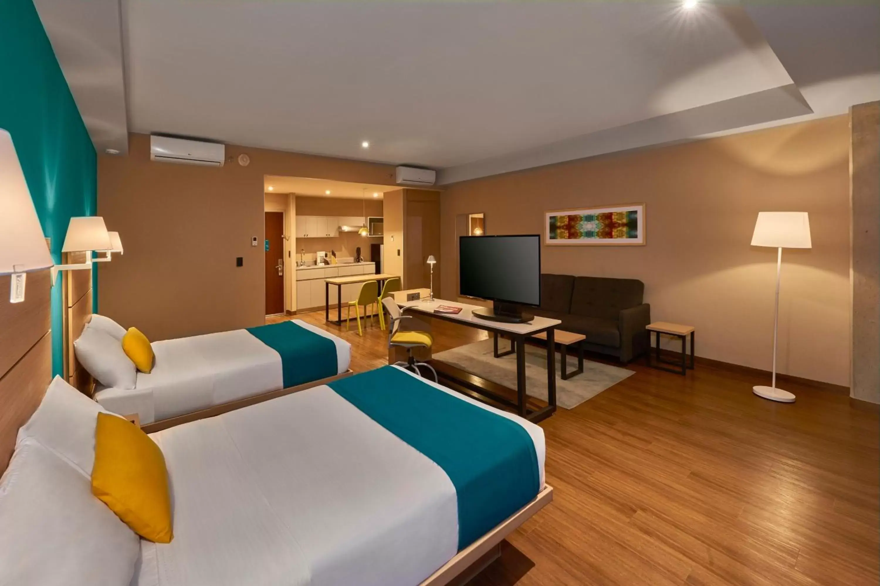 Large Double Suite with Two Double Beds and Sofa Bed in City Express Suites by Marriott Tijuana Rio Large Double Suite with Two Double Beds and Sofa Bed in City Express Suites by Marriott Tijuana Rio