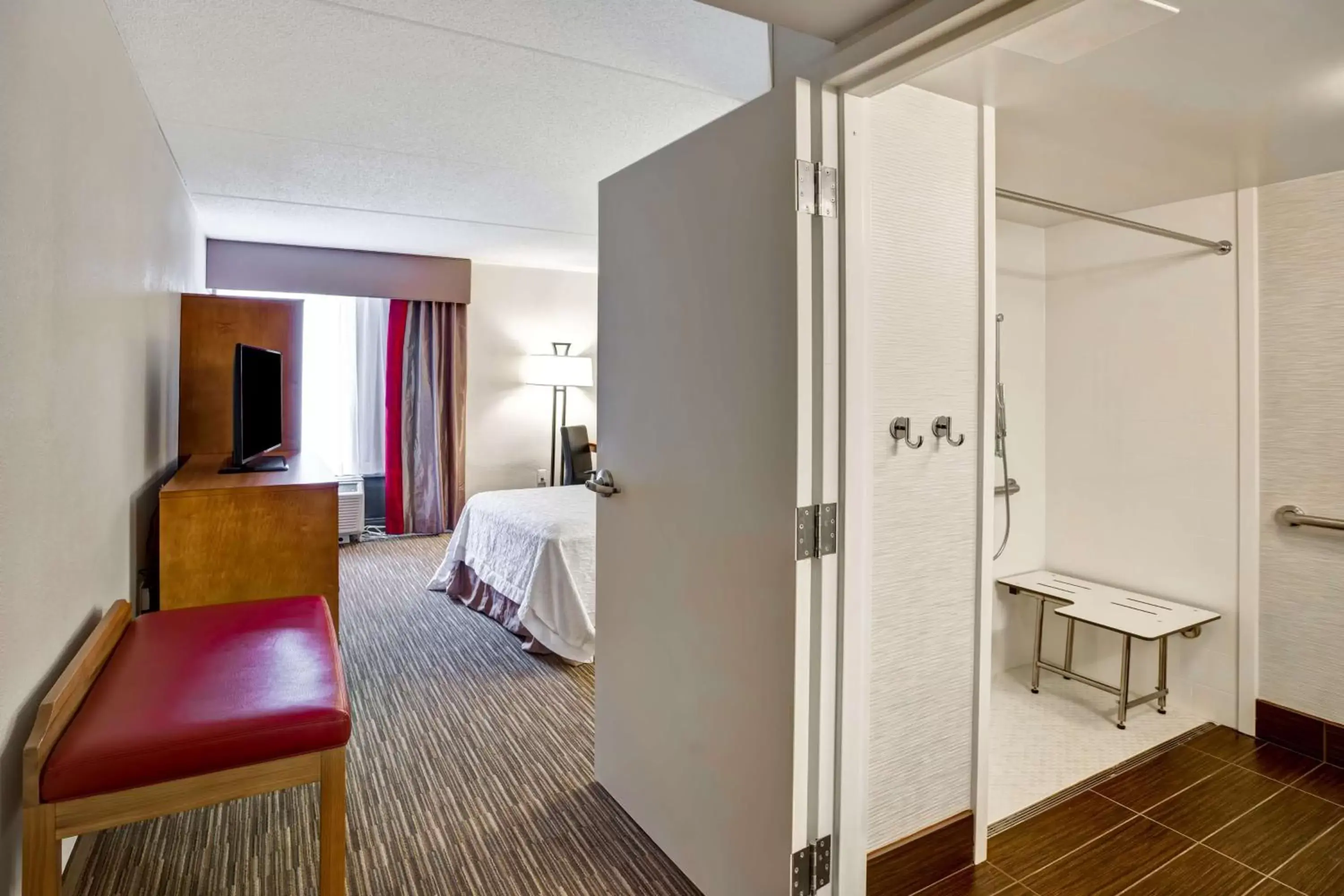 King Room - Disability Access with Roll-In Shower with mini-fridge & microwave in Hampton Inn Norfolk-Naval Base King Room - Disability Access with Roll-In Shower with mini-fridge & microwave in Hampton Inn Norfolk-Naval Base