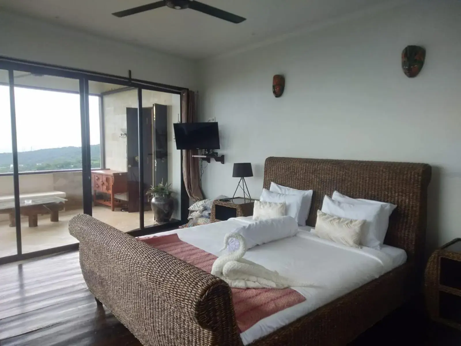 Balcony Sunset Pool View in Villa Umbrella Lombok Balcony Sunset Pool View in Villa Umbrella Lombok