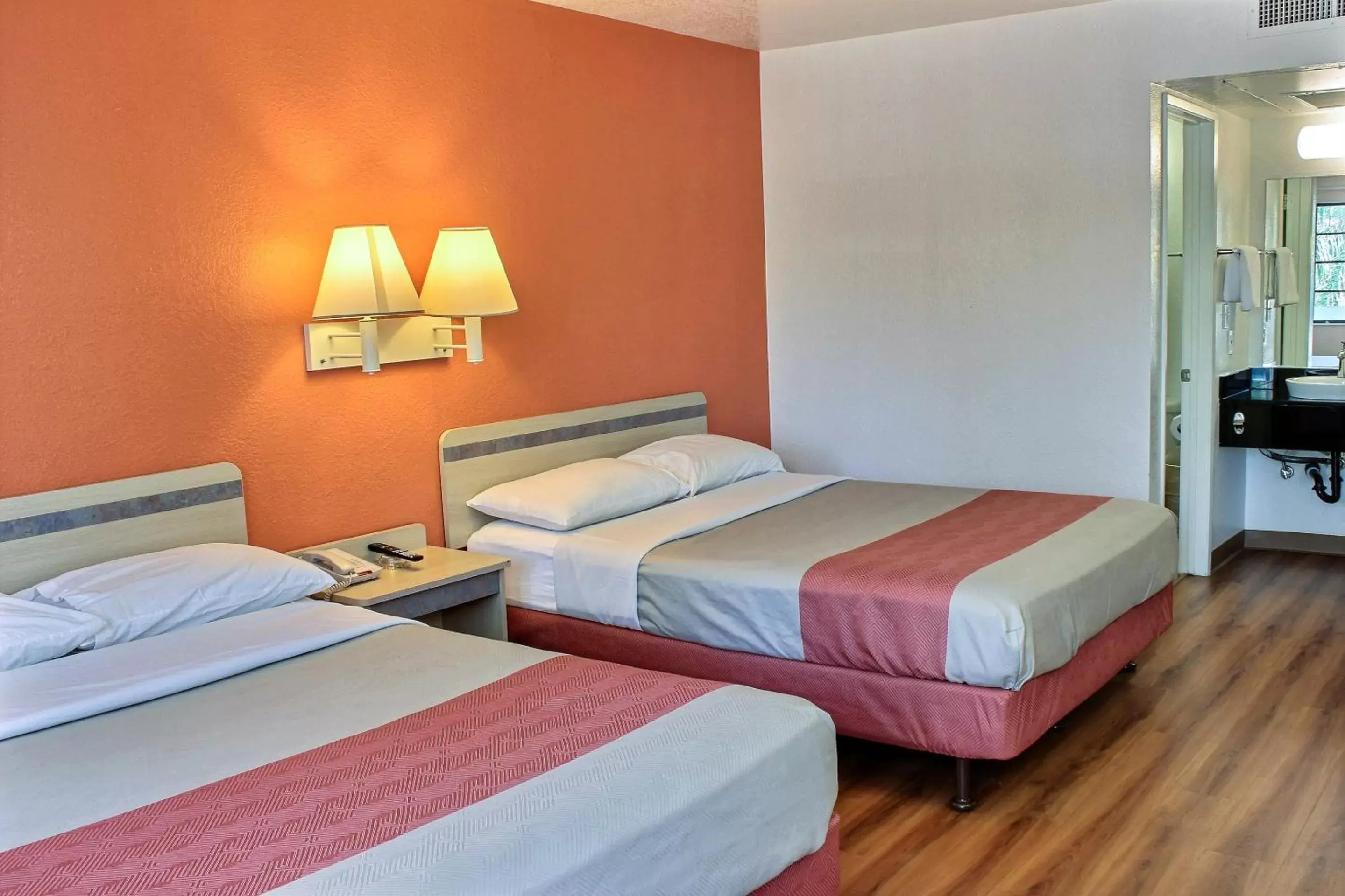 Quadruple Room - Disability Access - Roll in Shower in Motel 6-Coalinga, CA - East Quadruple Room - Disability Access - Roll in Shower in Motel 6-Coalinga, CA - East