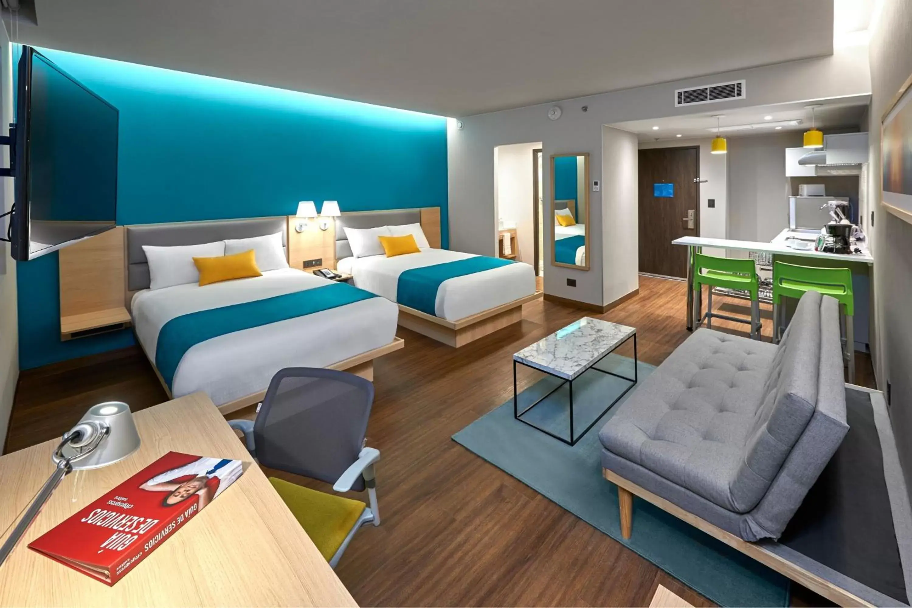 Double Suite with Two Double Beds and Sofa Bed in City Express Suites by Marriott Cancún Aeropuerto Double Suite with Two Double Beds and Sofa Bed in City Express Suites by Marriott Cancún Aeropuerto