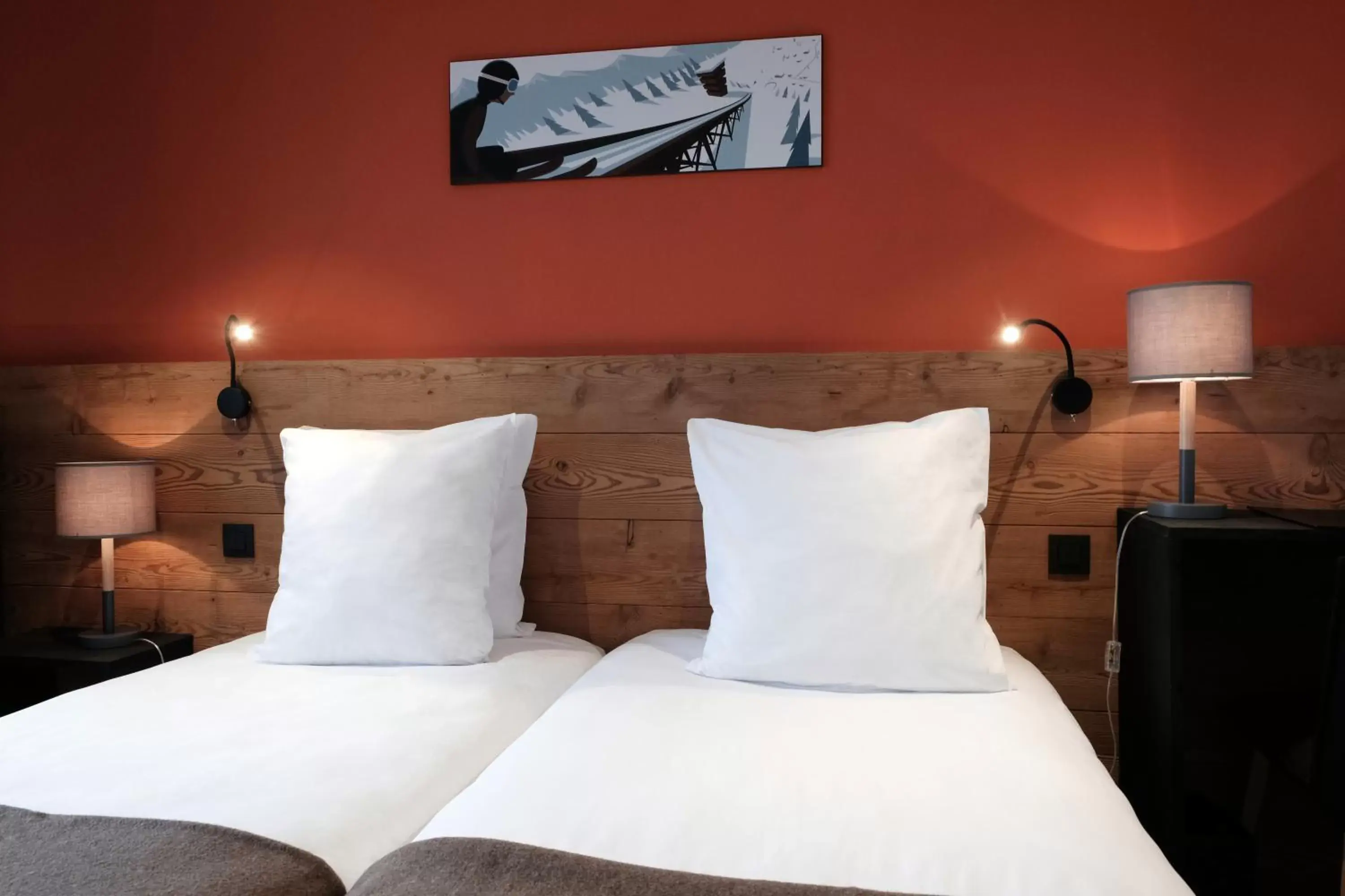 Twin Room with Mountain View in Hôtel La Grande Lanière Twin Room with Mountain View in Hôtel La Grande Lanière