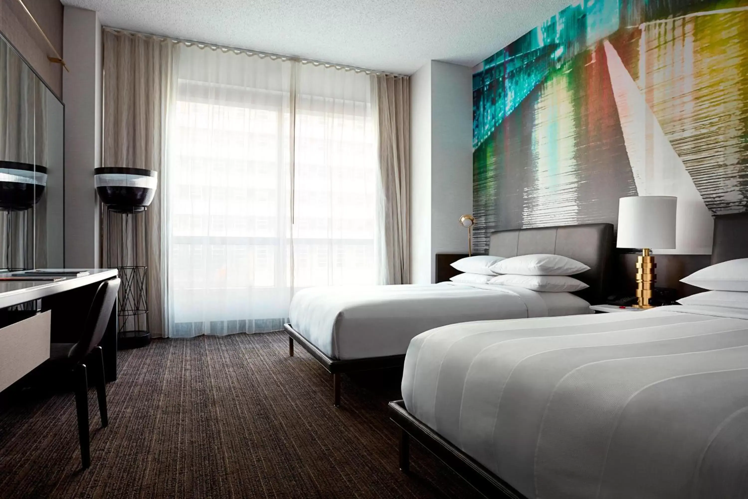 Double Room with Two Double Beds and Adapted Tub - Mobility Accessible in New York Marriott at the Brooklyn Bridge Double Room with Two Double Beds and Adapted Tub - Mobility Accessible in New York Marriott at the Brooklyn Bridge