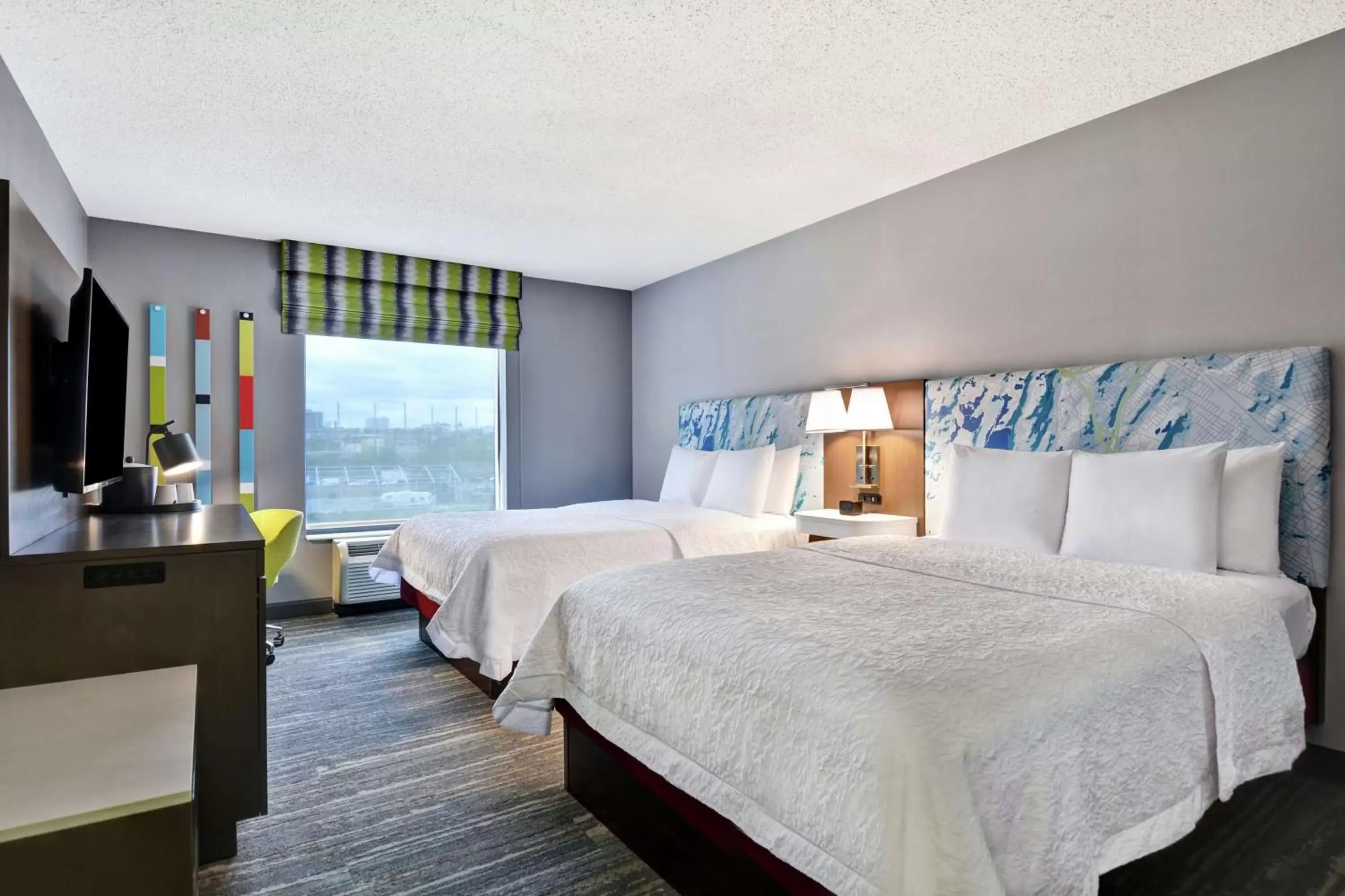 Queen Room with Two Queen Beds with Waterview in Hampton Inn & Suites Newark-Harrison-Riverwalk Queen Room with Two Queen Beds with Waterview in Hampton Inn & Suites Newark-Harrison-Riverwalk