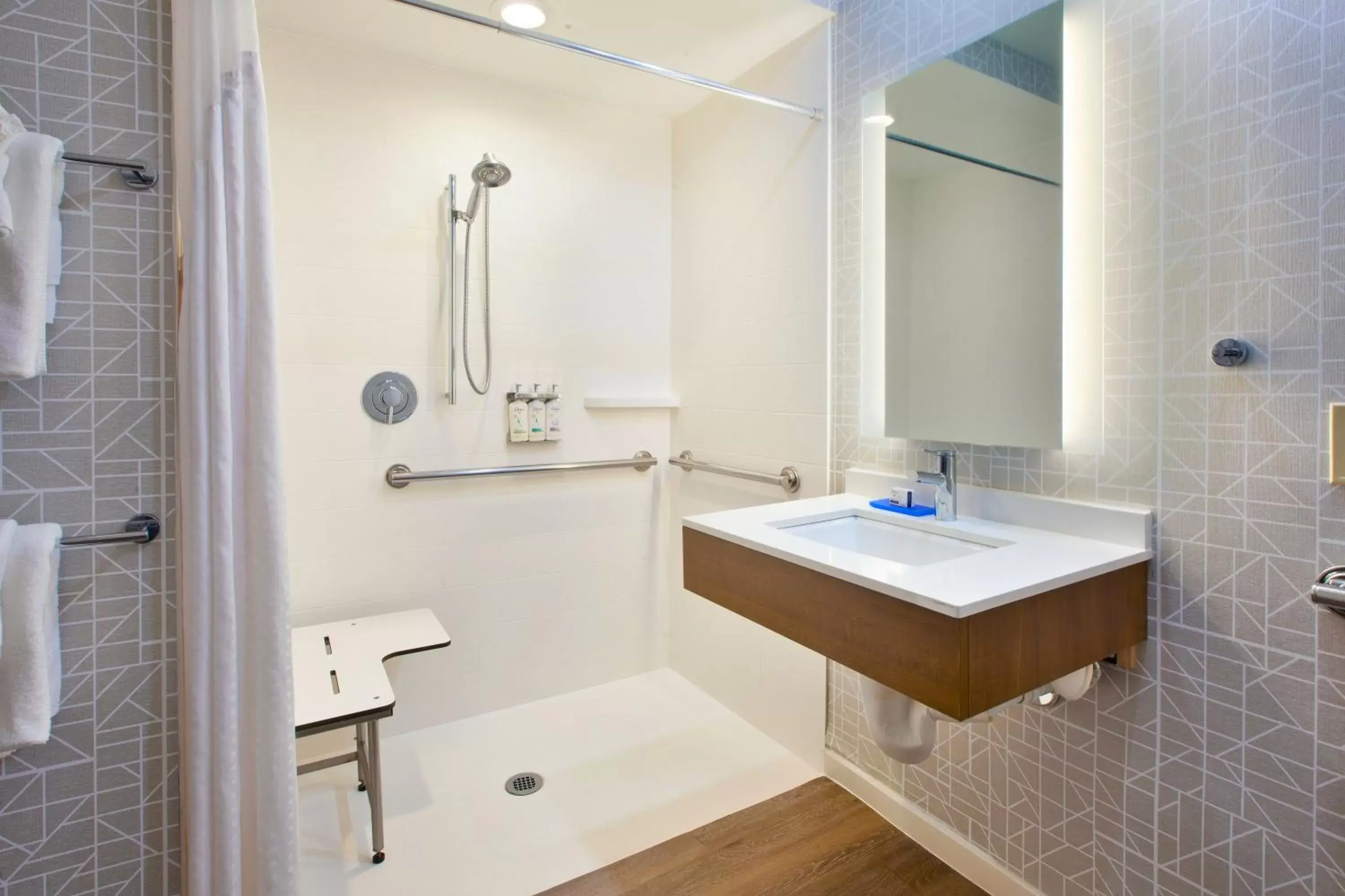Room with Two Beds and Mobility Accessible Roll-In Shower in Holiday Inn Express Absecon-Atlantic City Area, an IHG Hotel Room with Two Beds and Mobility Accessible Roll-In Shower in Holiday Inn Express Absecon-Atlantic City Area, an IHG Hotel