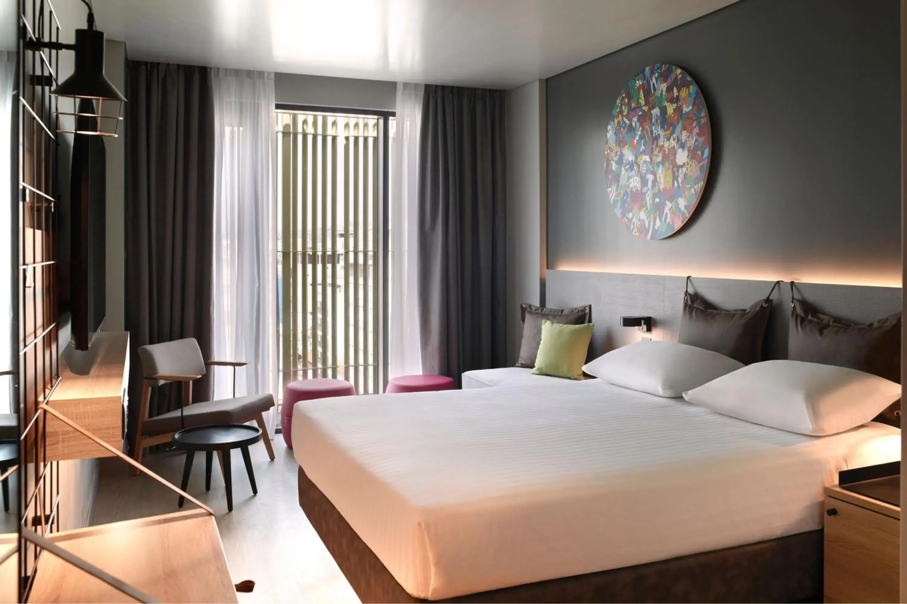 Queen Room with City View in Moxy Athens City Queen Room with City View in Moxy Athens City