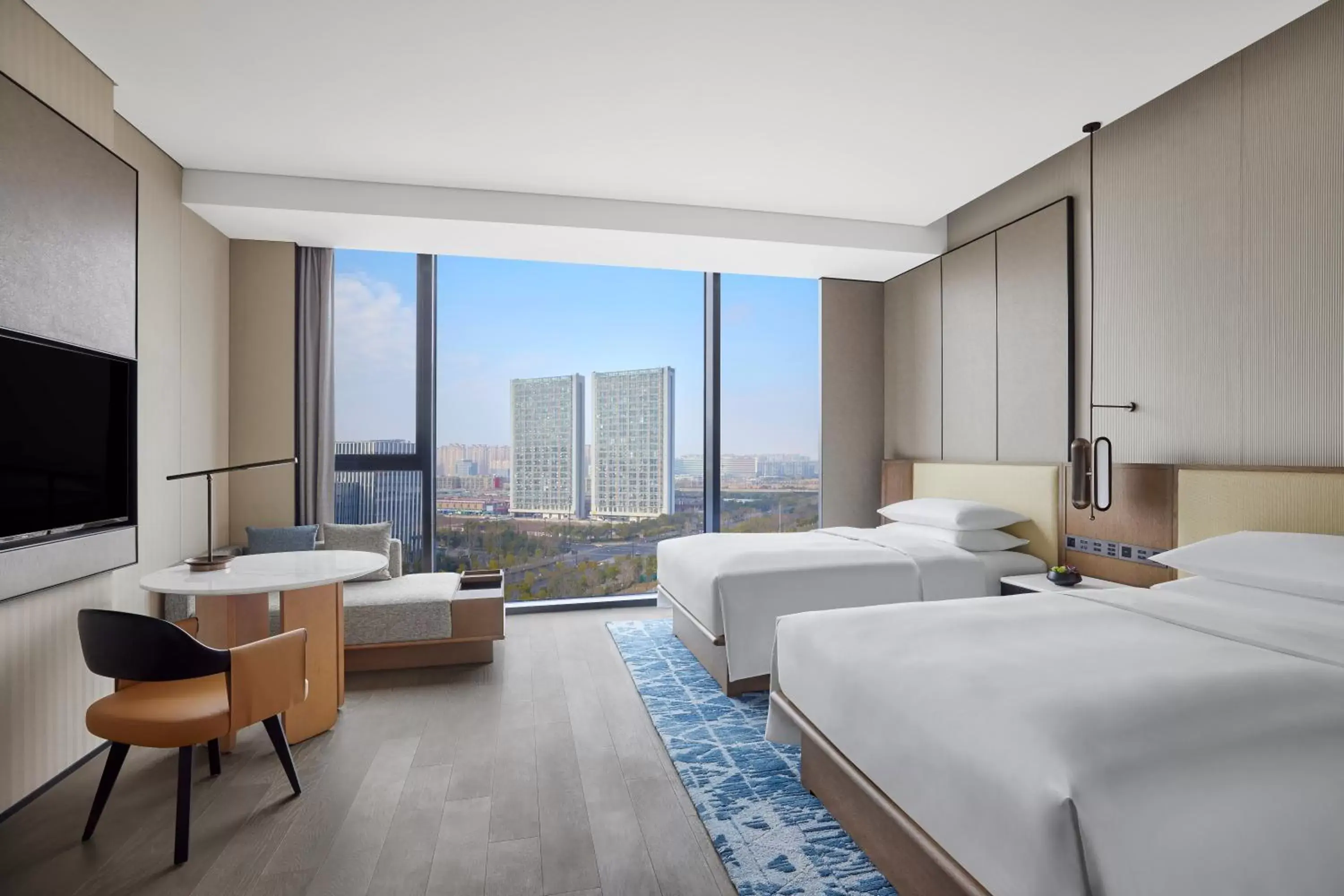 Executive Twin Room with City View - Club Lounge Access in Nantong Marriott Hotel Executive Twin Room with City View - Club Lounge Access in Nantong Marriott Hotel