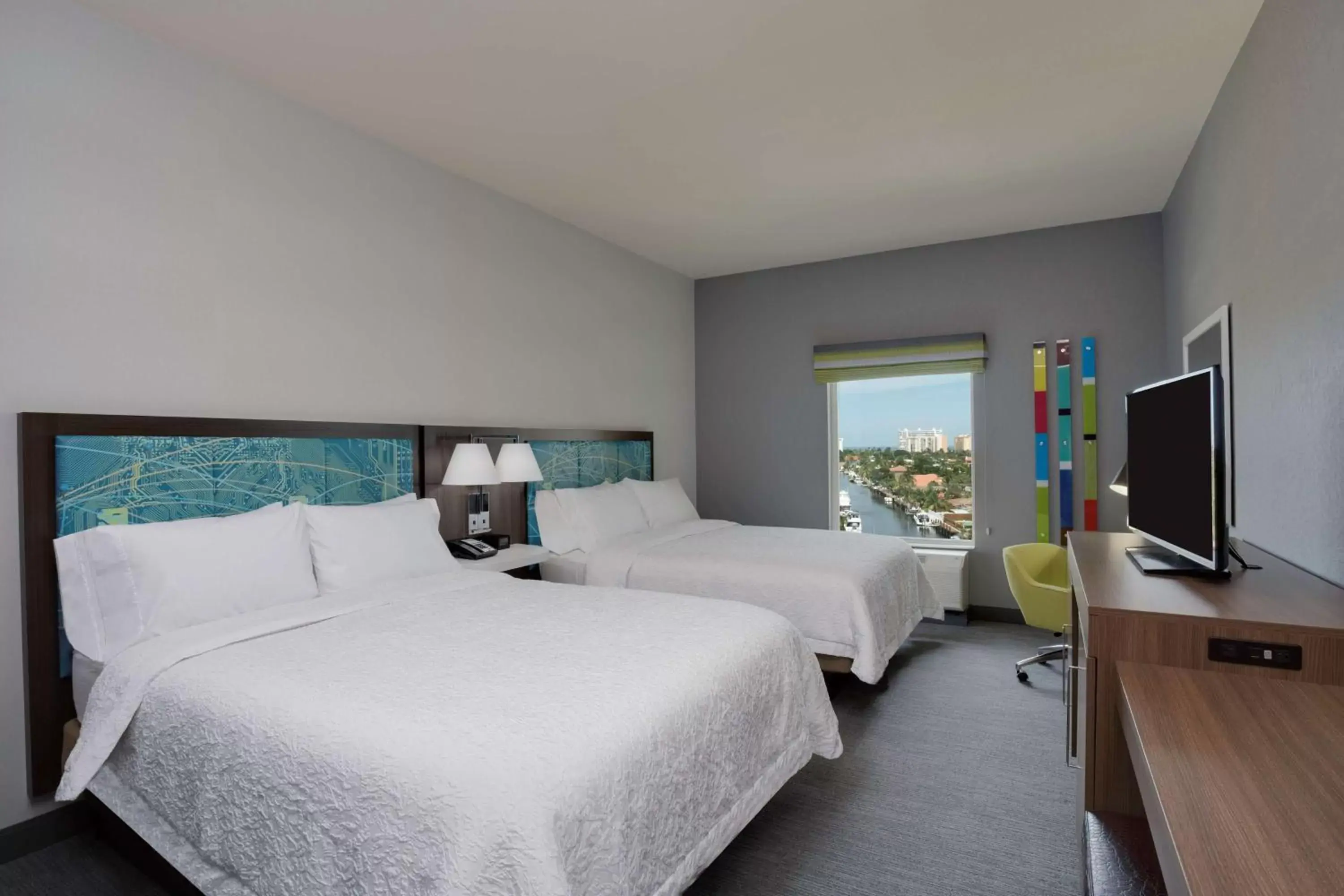 Queen Room with Two Queen Beds - Hearing Accessible/Non-Smoking in Hampton Inn Fort Lauderdale Pompano Beach Queen Room with Two Queen Beds - Hearing Accessible/Non-Smoking in Hampton Inn Fort Lauderdale Pompano Beach