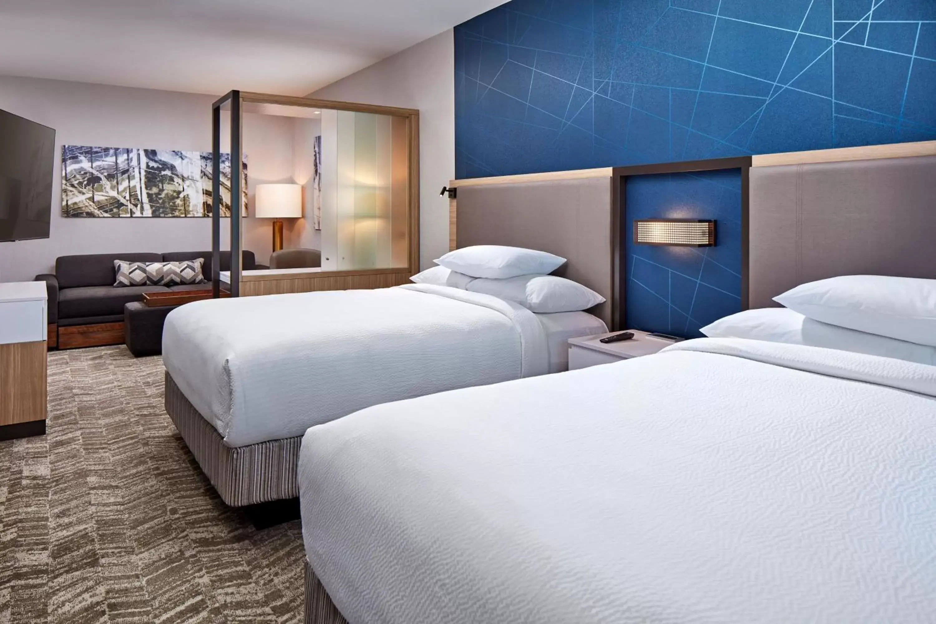 Suite with Two Queen Beds, Trundle Bed and Roll-in Shower - Mobility Accessible in SpringHill Suites by Marriott Los Angeles Downey Suite with Two Queen Beds, Trundle Bed and Roll-in Shower - Mobility Accessible in SpringHill Suites by Marriott Los Angeles Downey