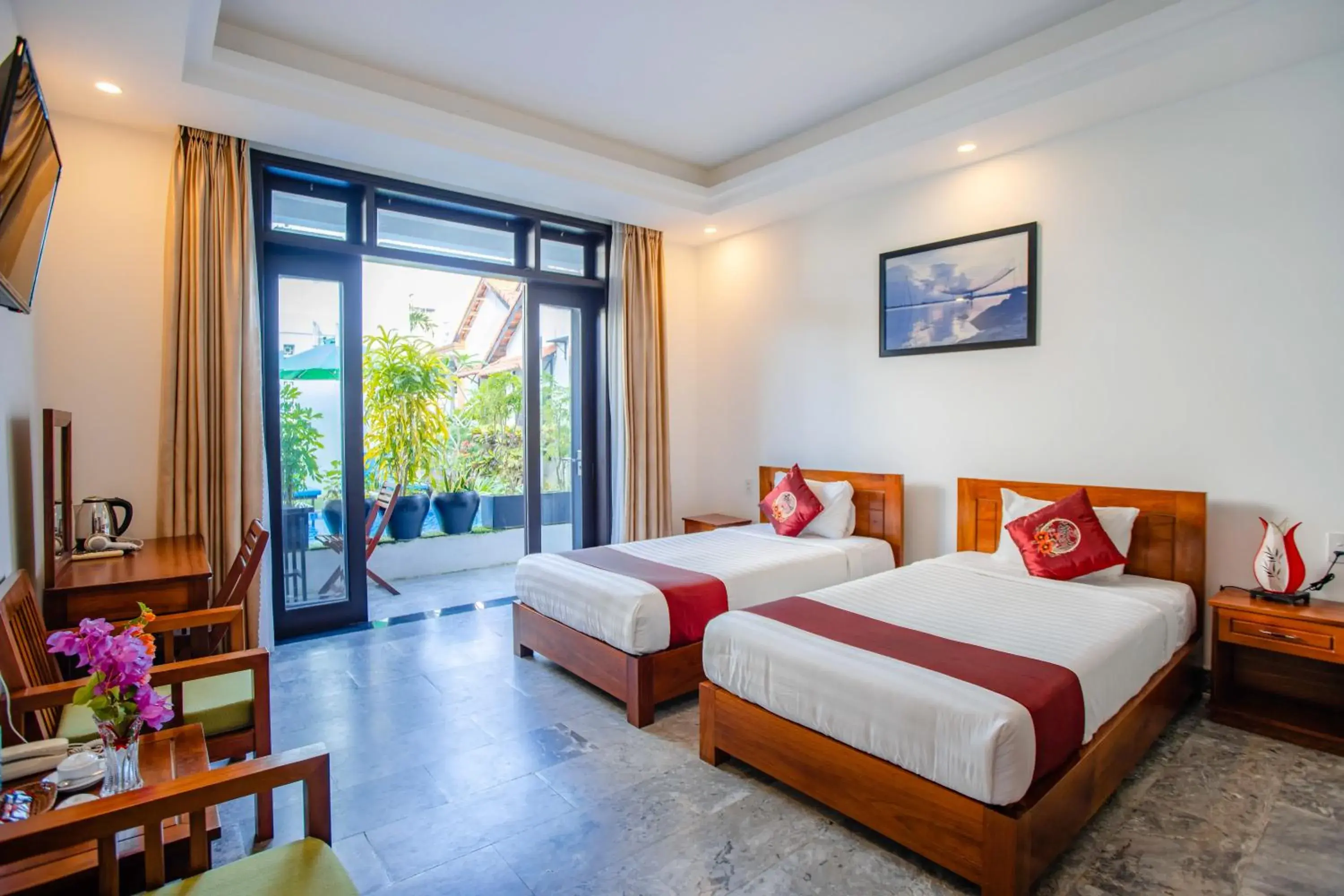 Twin Room with Pool View in Trendy Life Villa Hoi An Twin Room with Pool View in Trendy Life Villa Hoi An