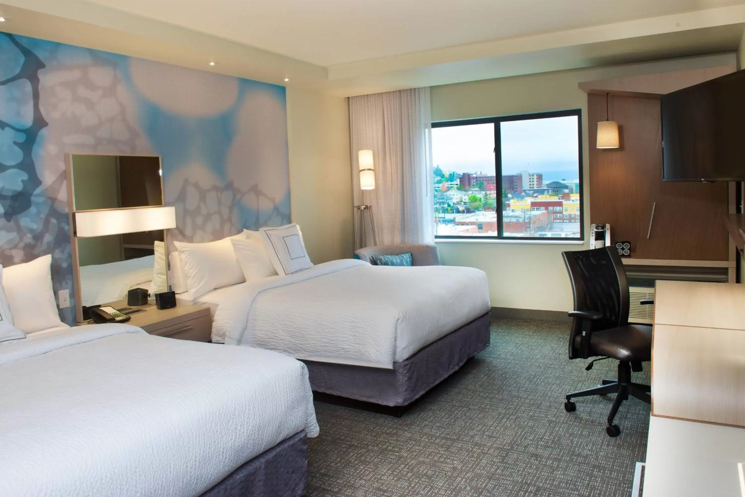 Queen Room with Two Queen Beds - Hearing Accessible in Courtyard by Marriott Seattle Everett Downtown Queen Room with Two Queen Beds - Hearing Accessible in Courtyard by Marriott Seattle Everett Downtown