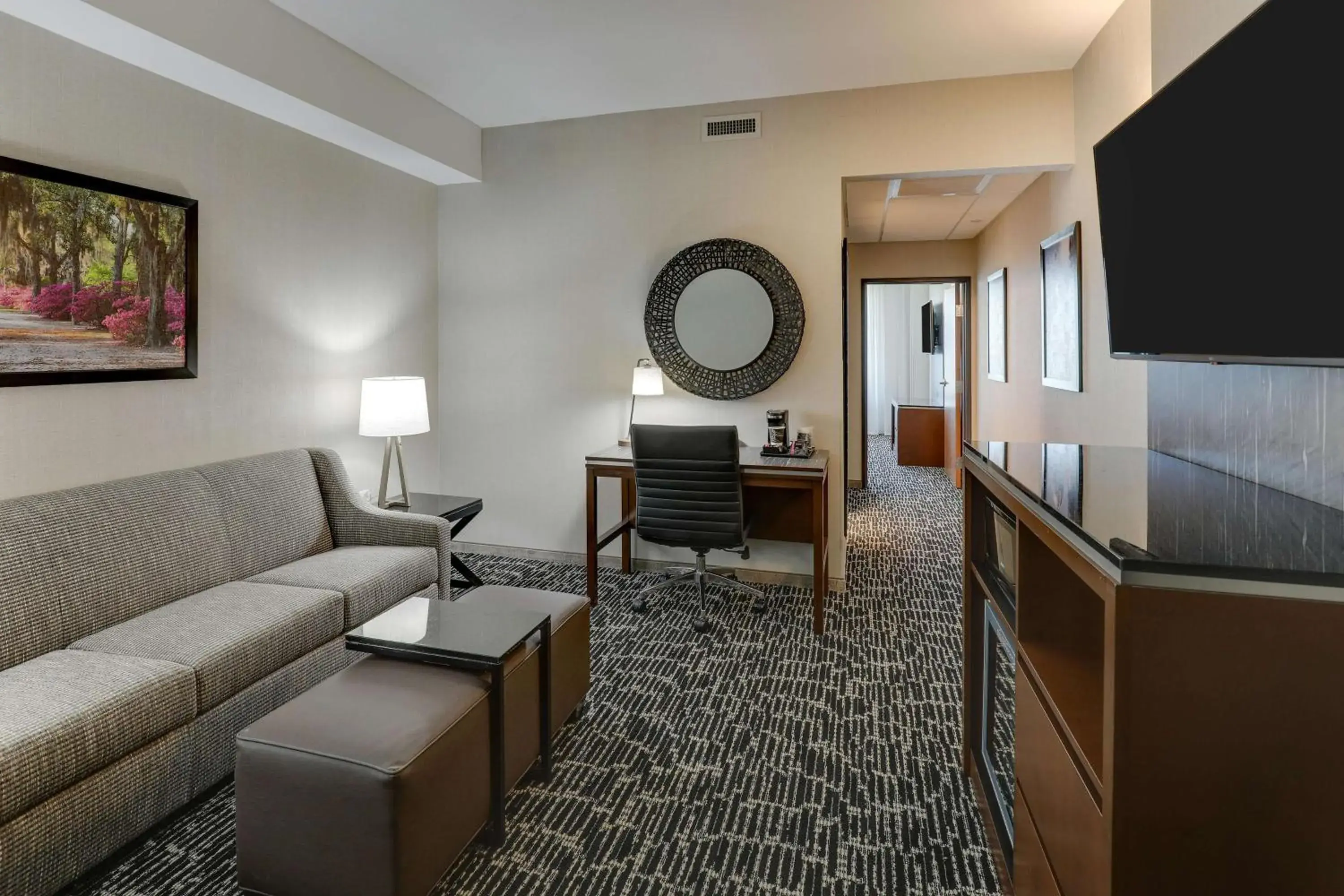 Upper Floor King Suite with Sofa Bed - Hearing Accessible, Tub in Drury Plaza Hotel Savannah Pooler Upper Floor King Suite with Sofa Bed - Hearing Accessible, Tub in Drury Plaza Hotel Savannah Pooler