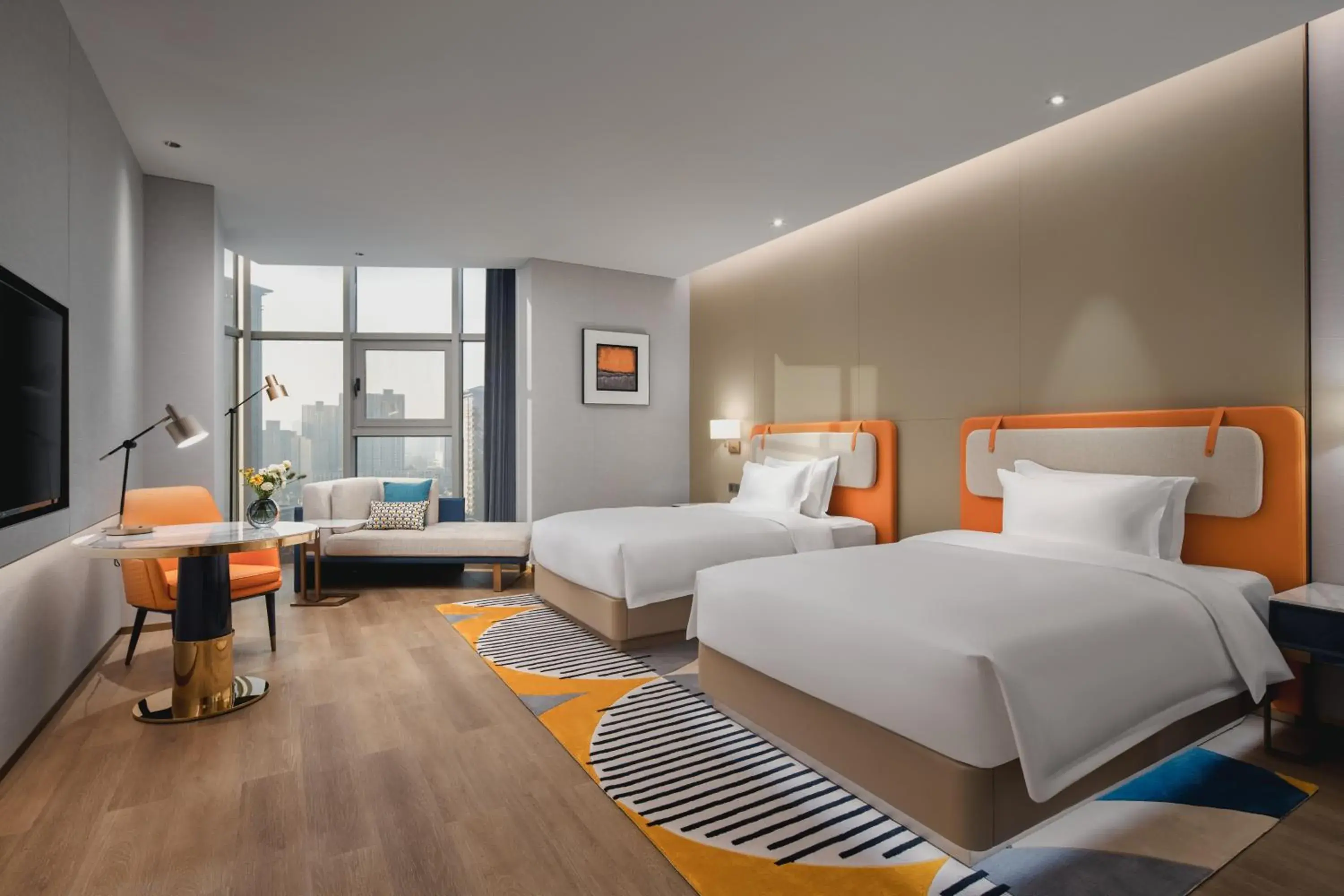 Standard Double Room with Two Double Beds and City View in voco Xi'an Qindu Legend by IHG Standard Double Room with Two Double Beds and City View in voco Xi'an Qindu Legend by IHG