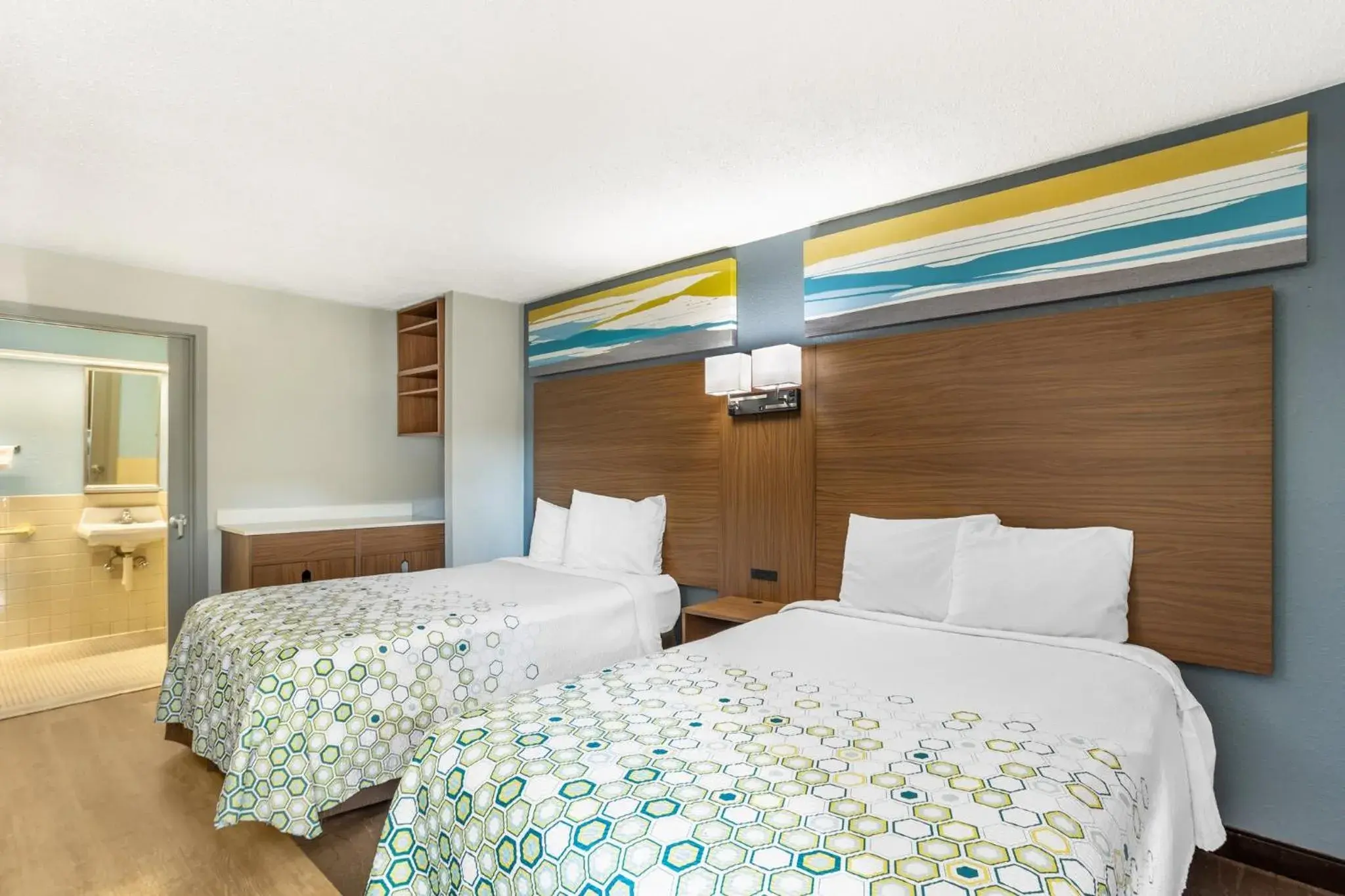 Studio with Two Double Beds Disability Access Roll-In Shower Non-Smoking in HomeTowne Studios by Red Roof Lancaster Studio with Two Double Beds Disability Access Roll-In Shower Non-Smoking in HomeTowne Studios by Red Roof Lancaster