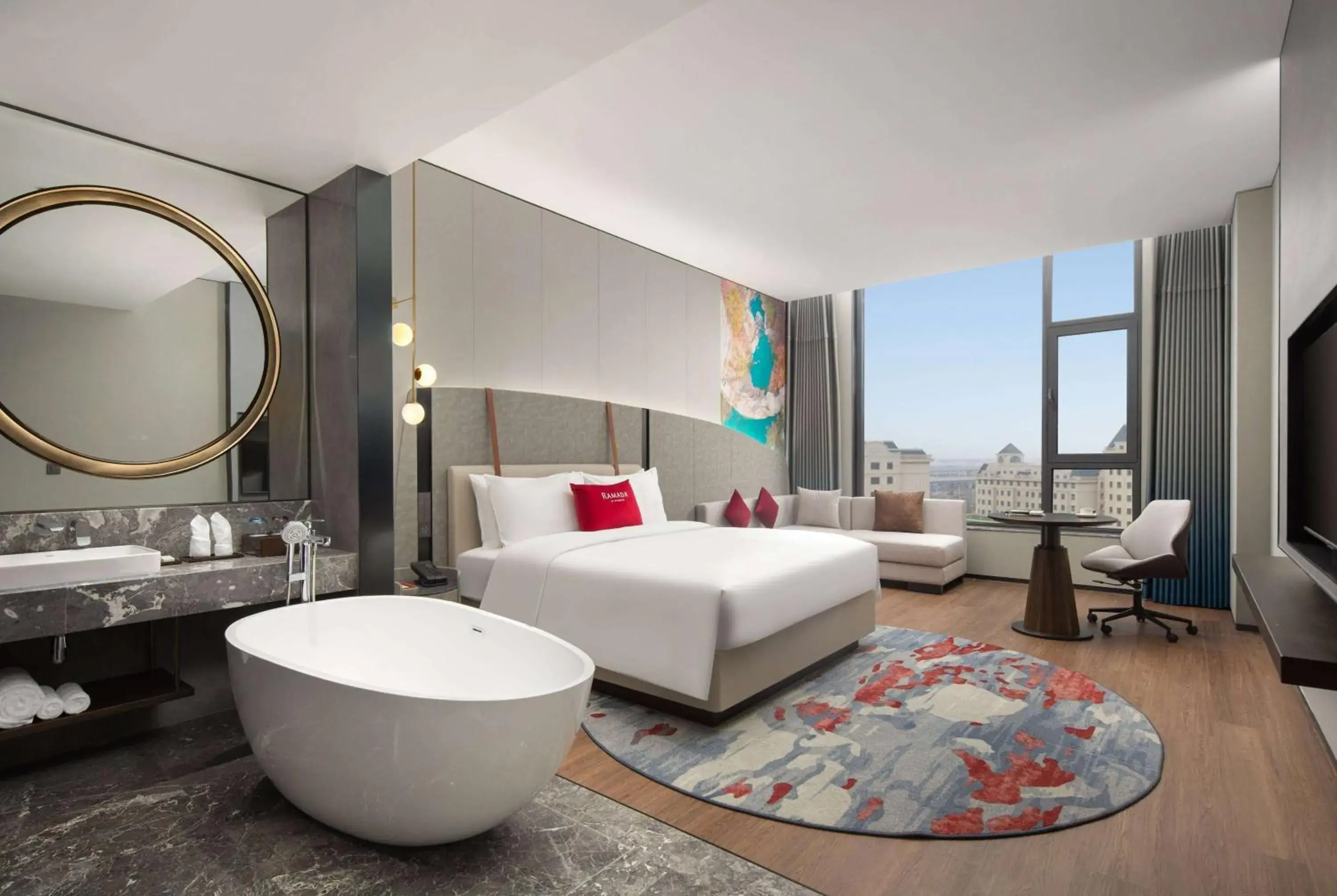 Premier King Room - Non-Smoking in Ramada by Wyndham Qingdao Jiaodong International Airport Premier King Room - Non-Smoking in Ramada by Wyndham Qingdao Jiaodong International Airport