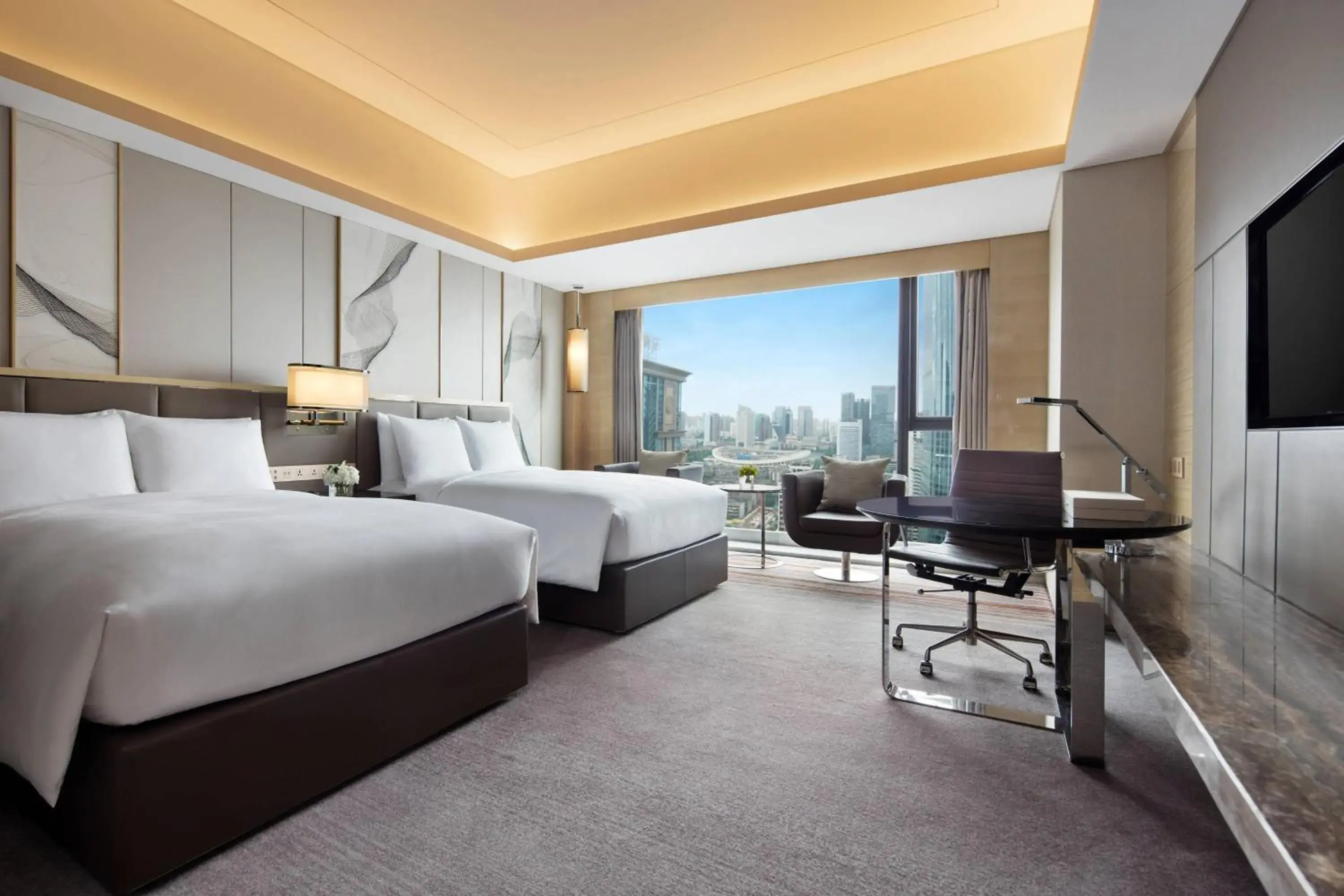 Executive guest room with two double beds in JW Marriott Hotel Chengdu Executive guest room with two double beds in JW Marriott Hotel Chengdu