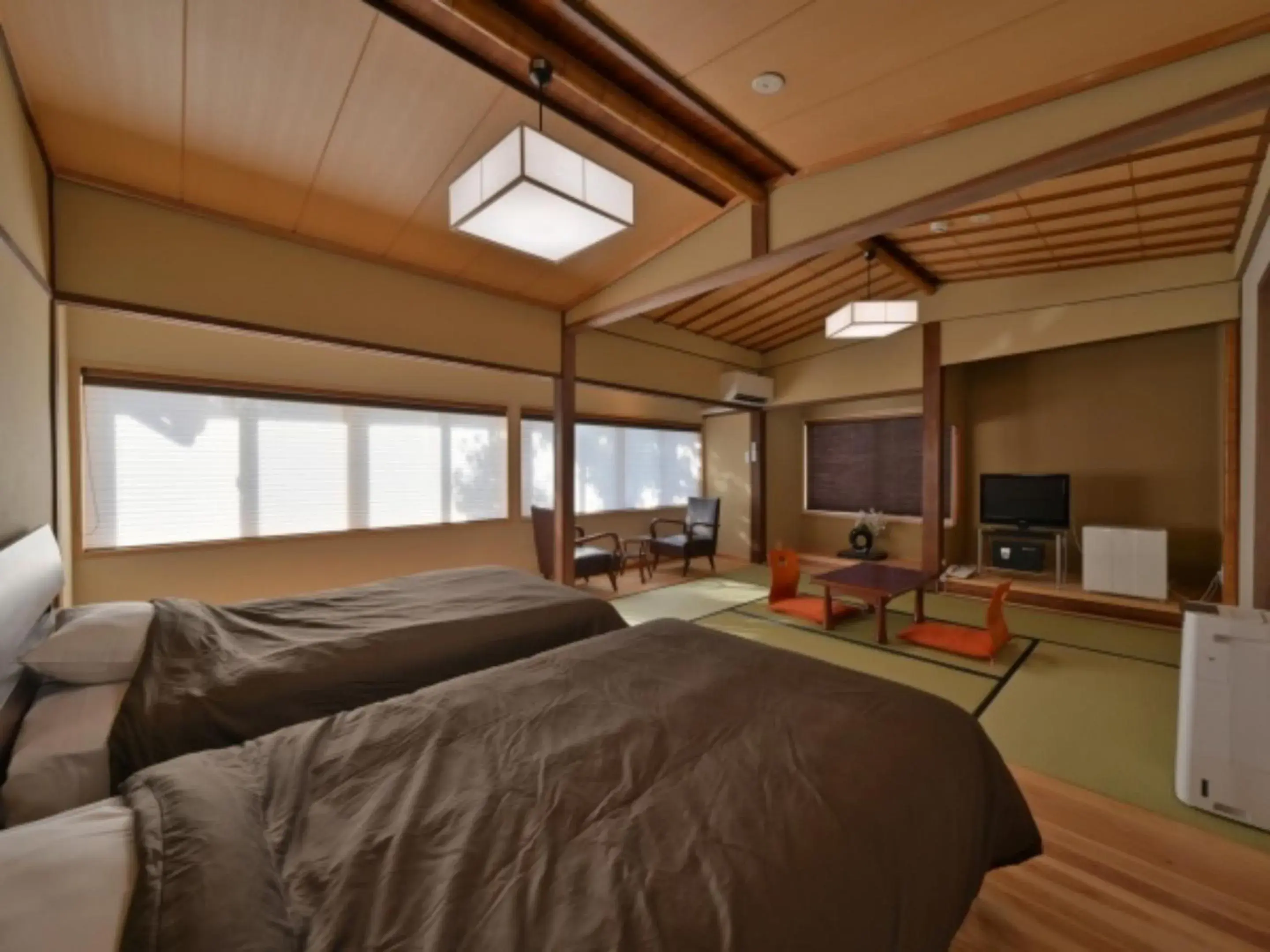 Twin Room with Tatami Area in Wakariki Ryokan Twin Room with Tatami Area in Wakariki Ryokan