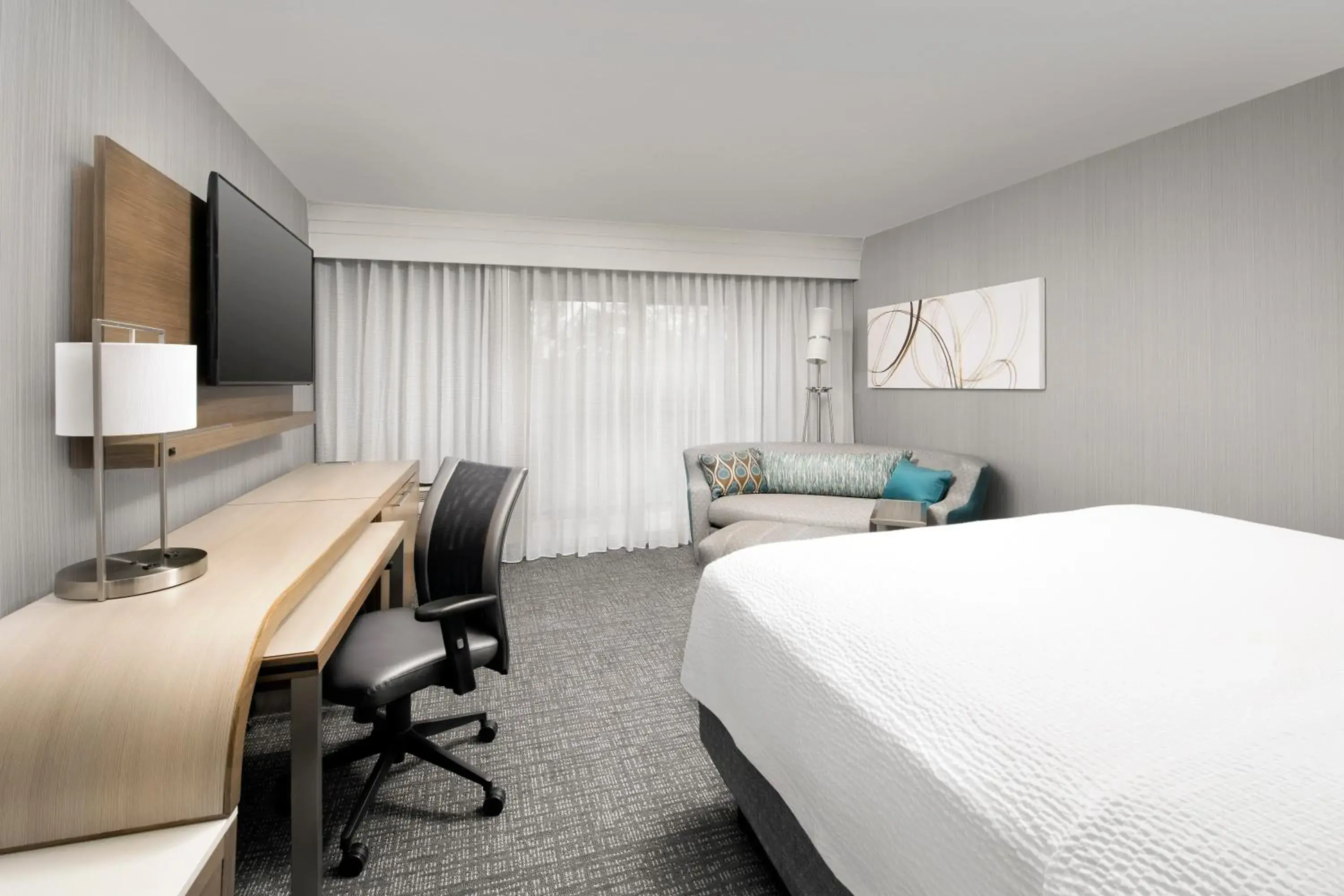 King Room with Sofa Bed and Roll-in Shower - Mobility Accessible in Courtyard by Marriott Portland Hillsboro King Room with Sofa Bed and Roll-in Shower - Mobility Accessible in Courtyard by Marriott Portland Hillsboro