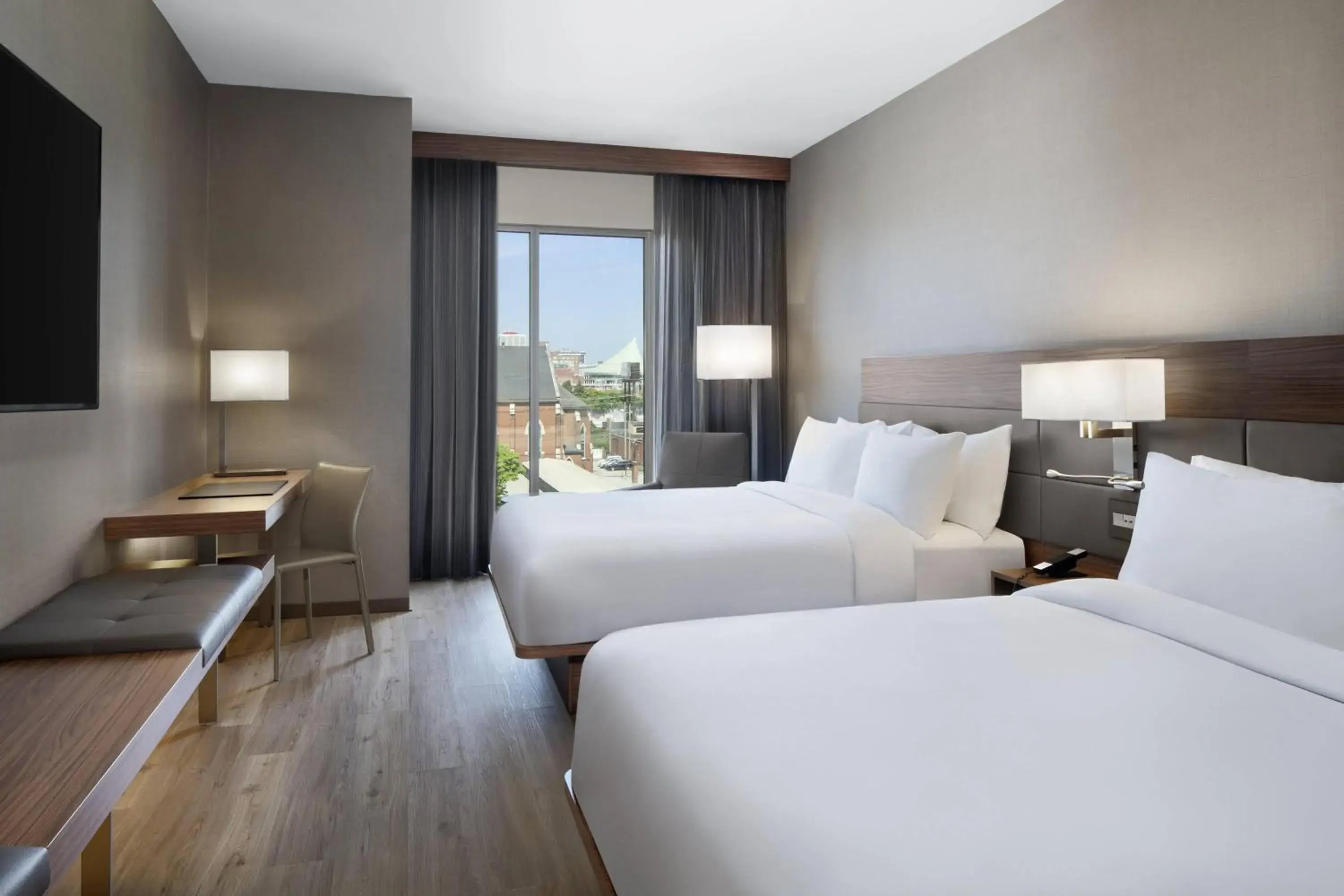 Queen Room with Two Queen and City View in AC Hotel by Marriott Louisville Downtown Queen Room with Two Queen and City View in AC Hotel by Marriott Louisville Downtown