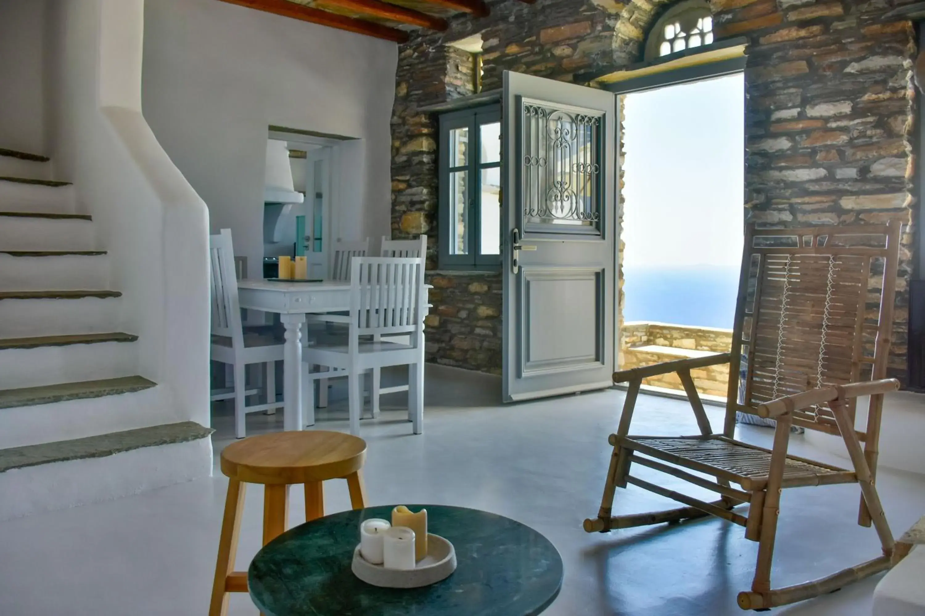 Two Bedroom Traditional House Sea View in Living Theros Luxury Suites Two Bedroom Traditional House Sea View in Living Theros Luxury Suites