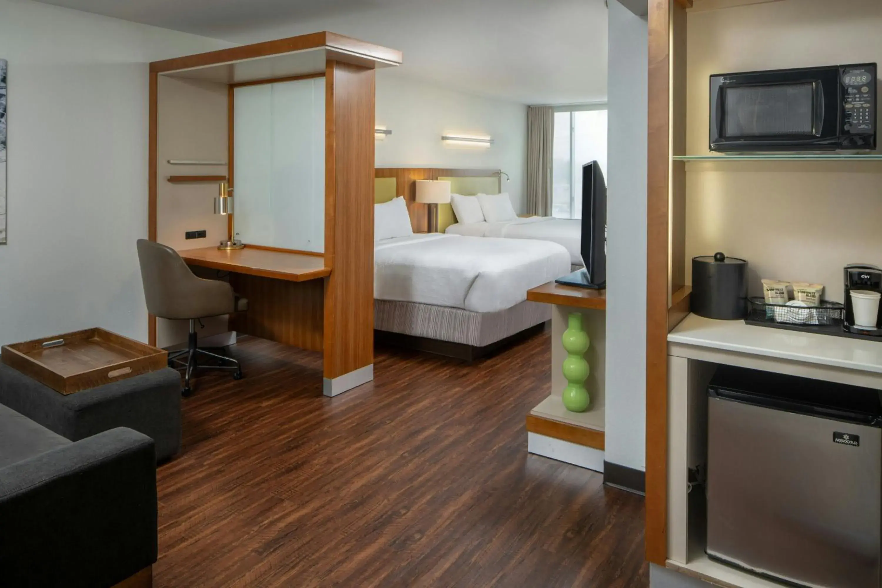 Queen Suite with Two Queen Beds, Sofa Bed and Mobility Accessible Roll-In Shower in SpringHill Suites by Marriott Lake Charles Queen Suite with Two Queen Beds, Sofa Bed and Mobility Accessible Roll-In Shower in SpringHill Suites by Marriott Lake Charles