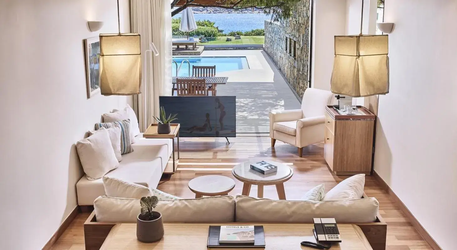 Club Οpen Plan Mezzanine Suite Private Pool Seafront - Odysseas 1/ Odysseas 2 in St. Nicolas Bay Resort Hotel & Villas Club Οpen Plan Mezzanine Suite Private Pool Seafront - Odysseas 1/ Odysseas 2 in St. Nicolas Bay Resort Hotel & Villas