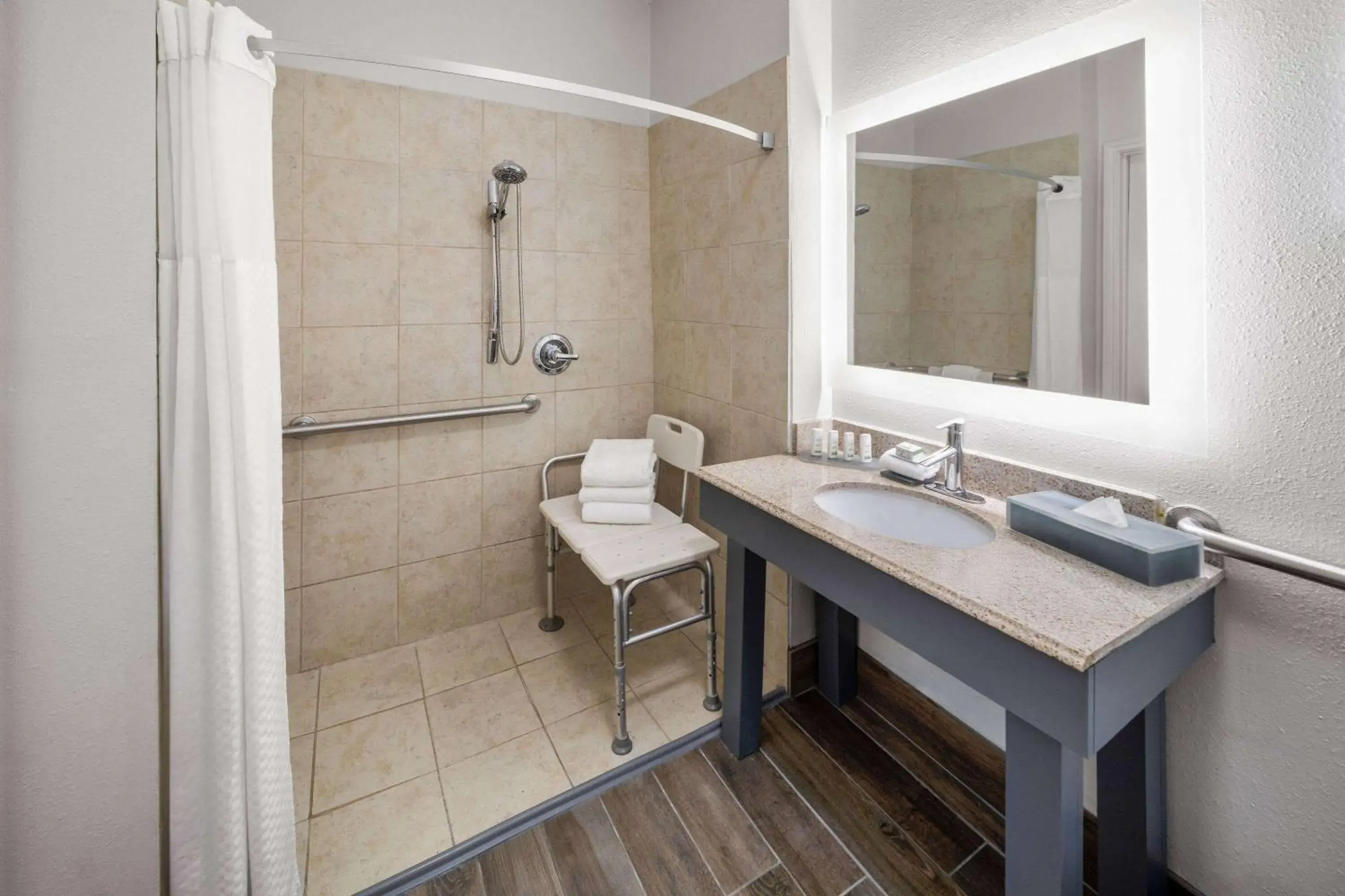 King Room with Roll-In Shower - Mobility/Hearing Accessible - Non-Smoking in La Quinta by Wyndham Angleton King Room with Roll-In Shower - Mobility/Hearing Accessible - Non-Smoking in La Quinta by Wyndham Angleton