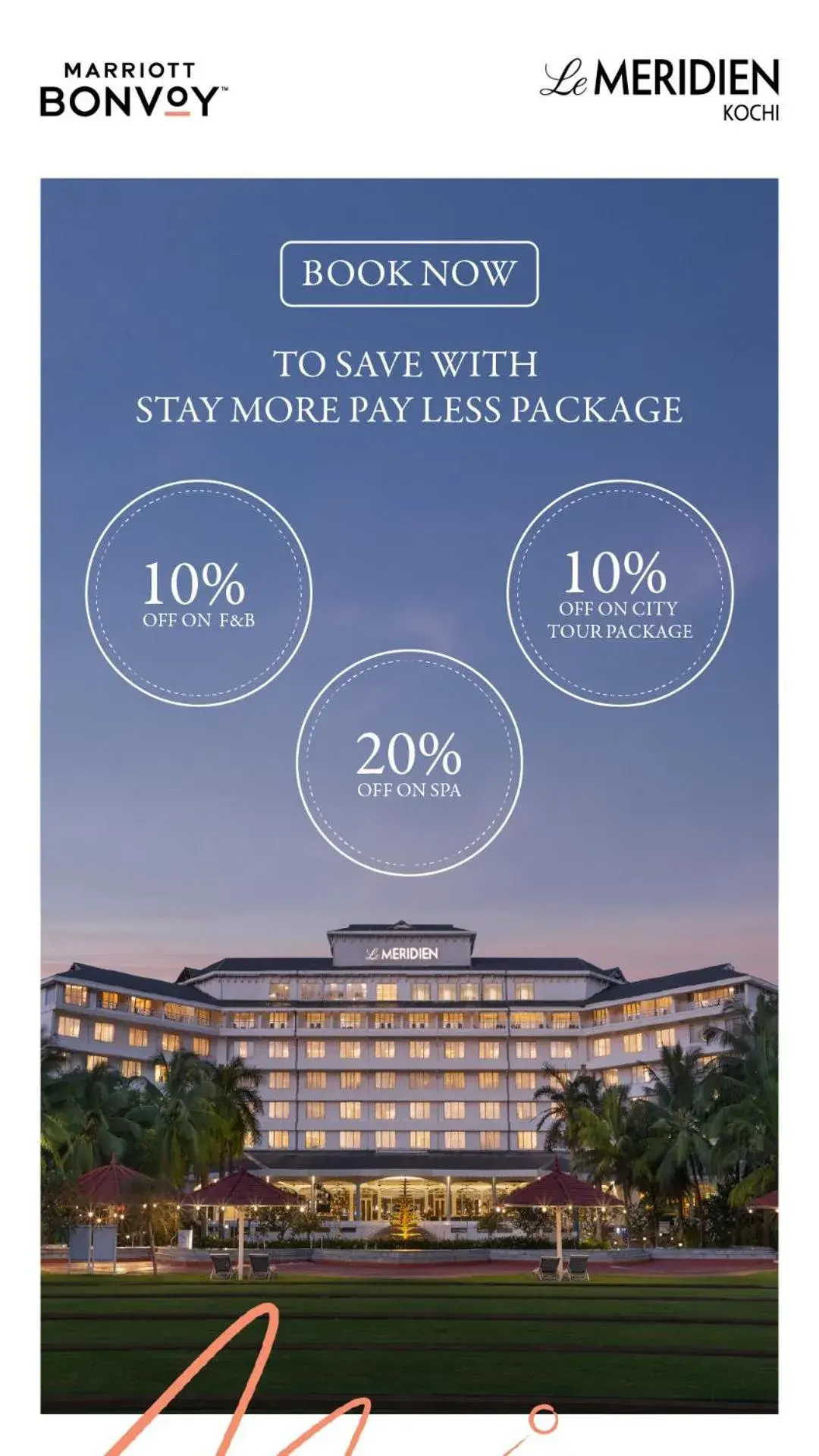 Deluxe King Room with Backwater view with 10% F & B discount in Le Meridien Kochi Deluxe King Room with Backwater view with 10% F & B discount in Le Meridien Kochi