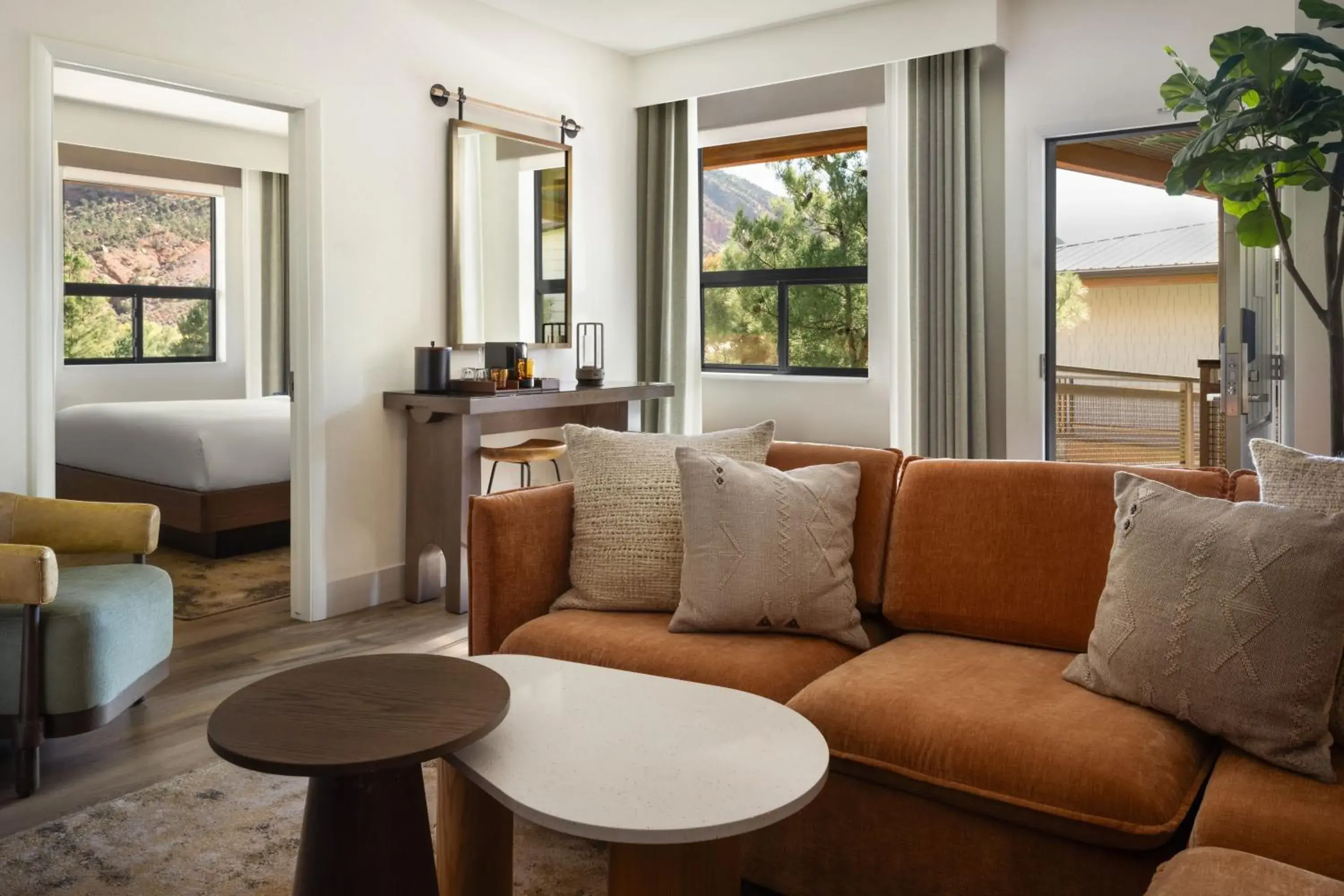 One-Bedroom King Suite with Sofa Bed and Patio in The Red Cliffs Lodge Zion, a Tribute Portfolio Hotel One-Bedroom King Suite with Sofa Bed and Patio in The Red Cliffs Lodge Zion, a Tribute Portfolio Hotel