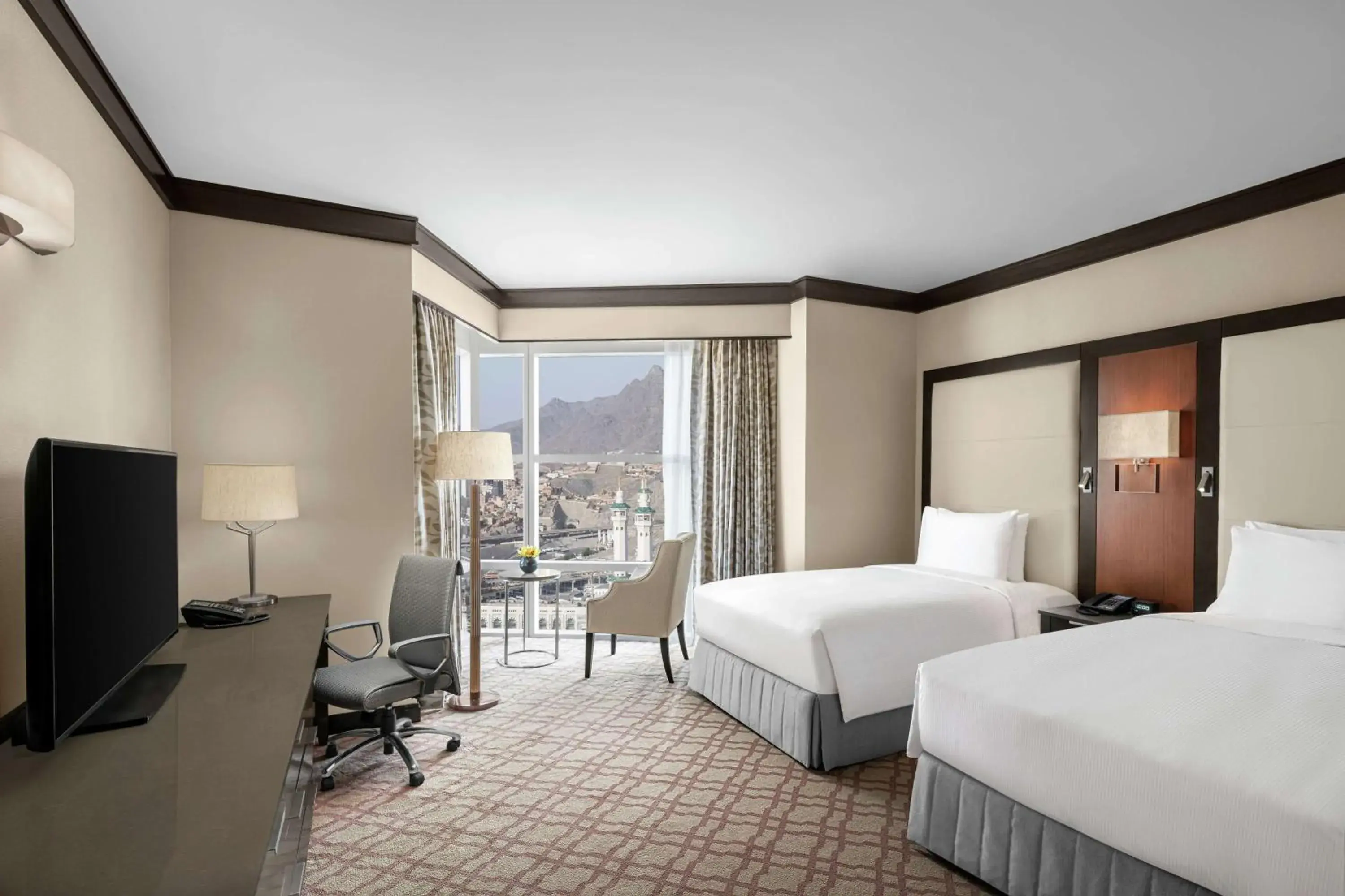 Twin Family Room with Partial Haram View in Doubletree By Hilton Jabal Omar Makkah Twin Family Room with Partial Haram View in Doubletree By Hilton Jabal Omar Makkah