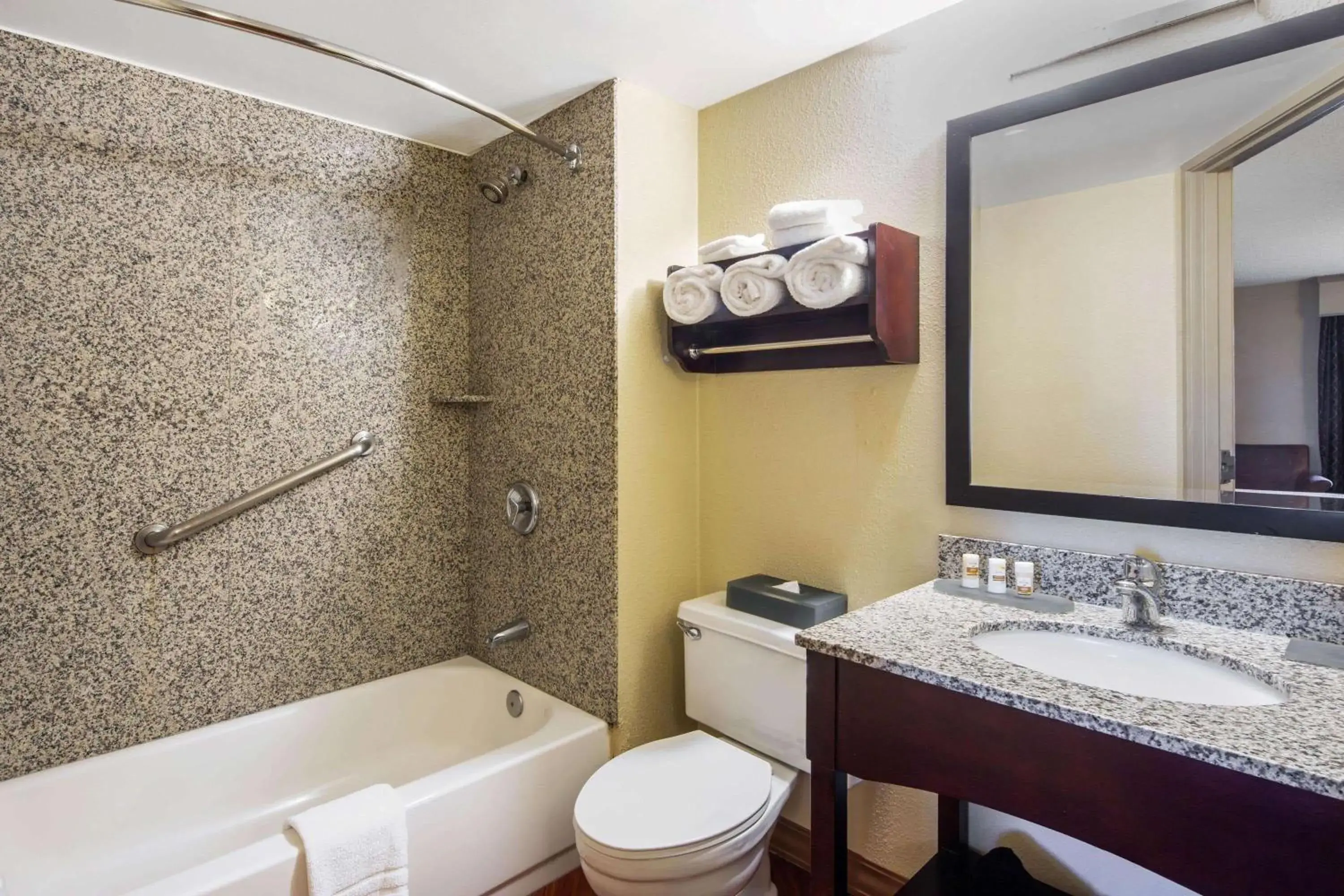 Queen Room with Two Queen Beds and Roll-in Shower - single occupancy - Mobility Accessible in Oakland Airport Arena Hotel Queen Room with Two Queen Beds and Roll-in Shower - single occupancy - Mobility Accessible in Oakland Airport Arena Hotel
