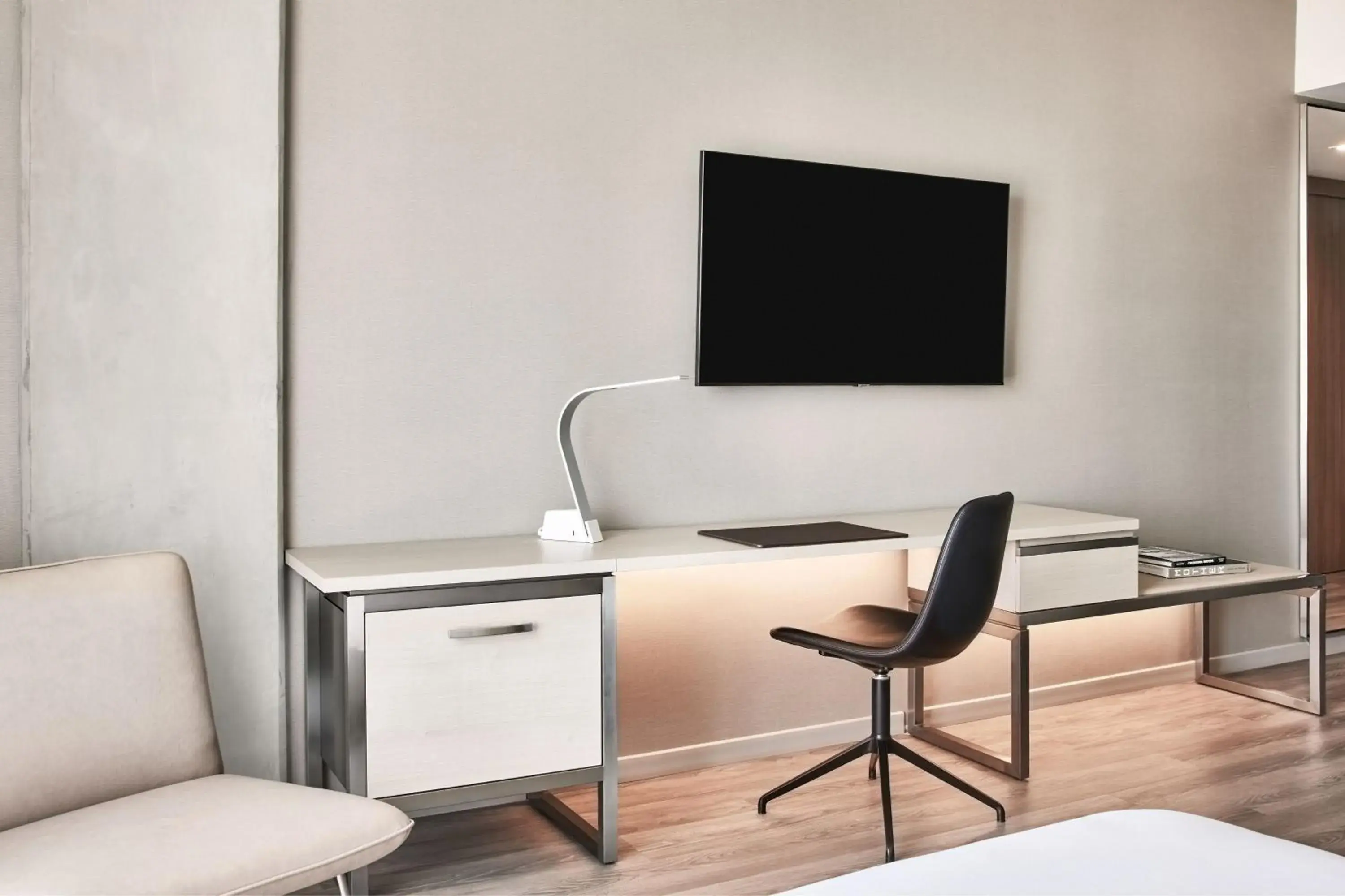 Queen Guest Room with 2 Queen Beds and Courtyard View in AC Hotel by Marriott Sunnyvale Moffett Park Queen Guest Room with 2 Queen Beds and Courtyard View in AC Hotel by Marriott Sunnyvale Moffett Park